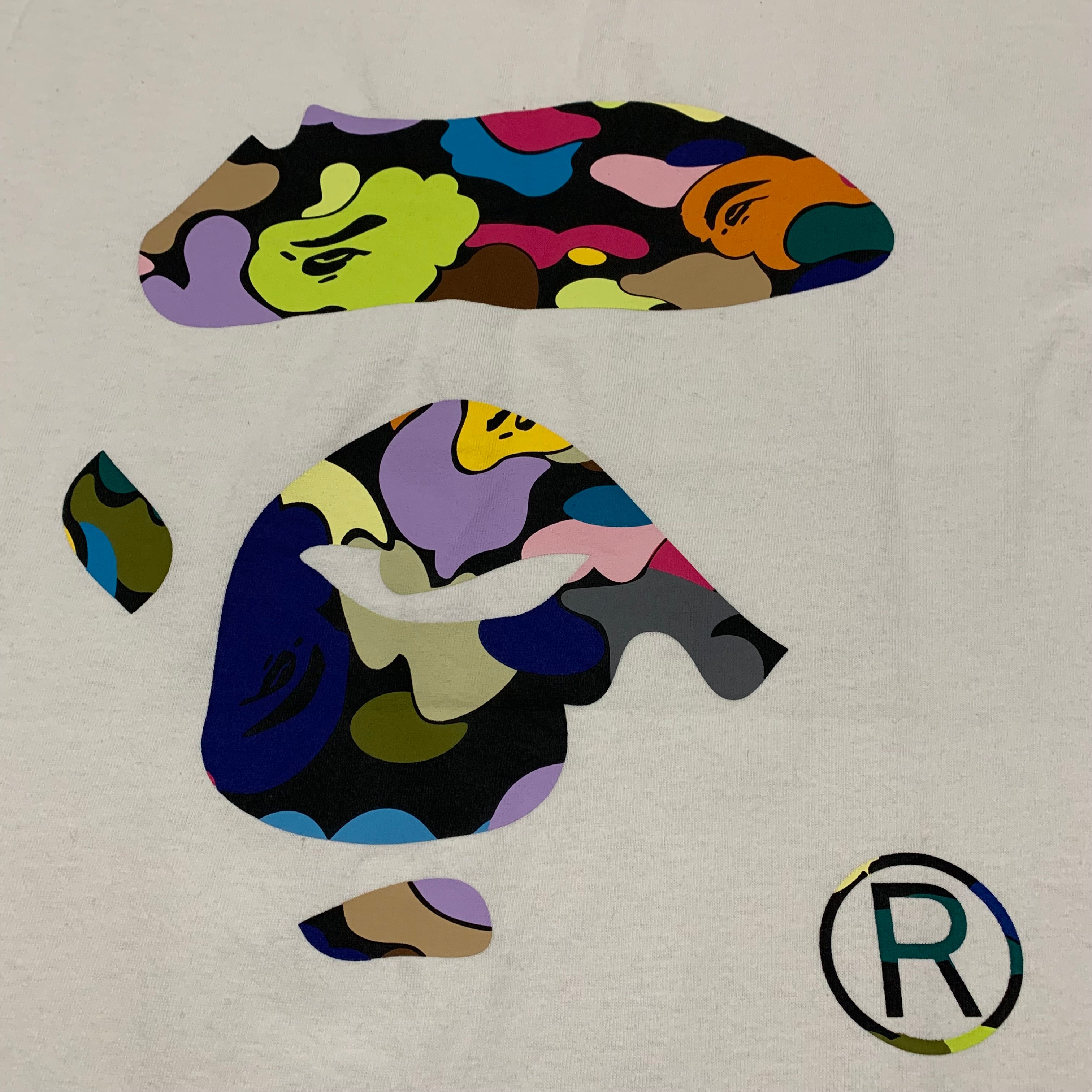 Bape Large Multi Camo Ape Face White Tee A Bathing Ape