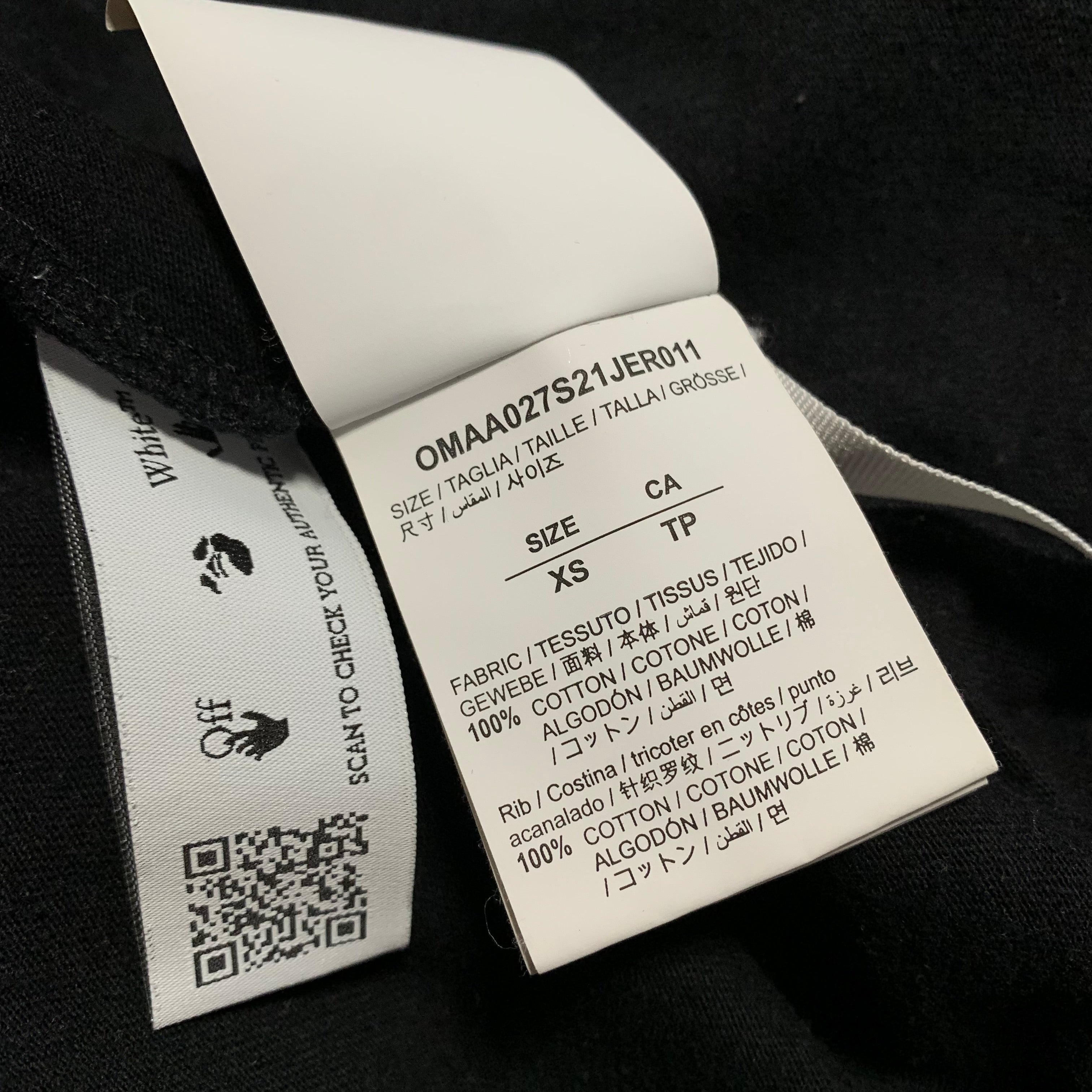 Off White XS Caravaggio Boy Arrows Black Tee Virgil Abloh