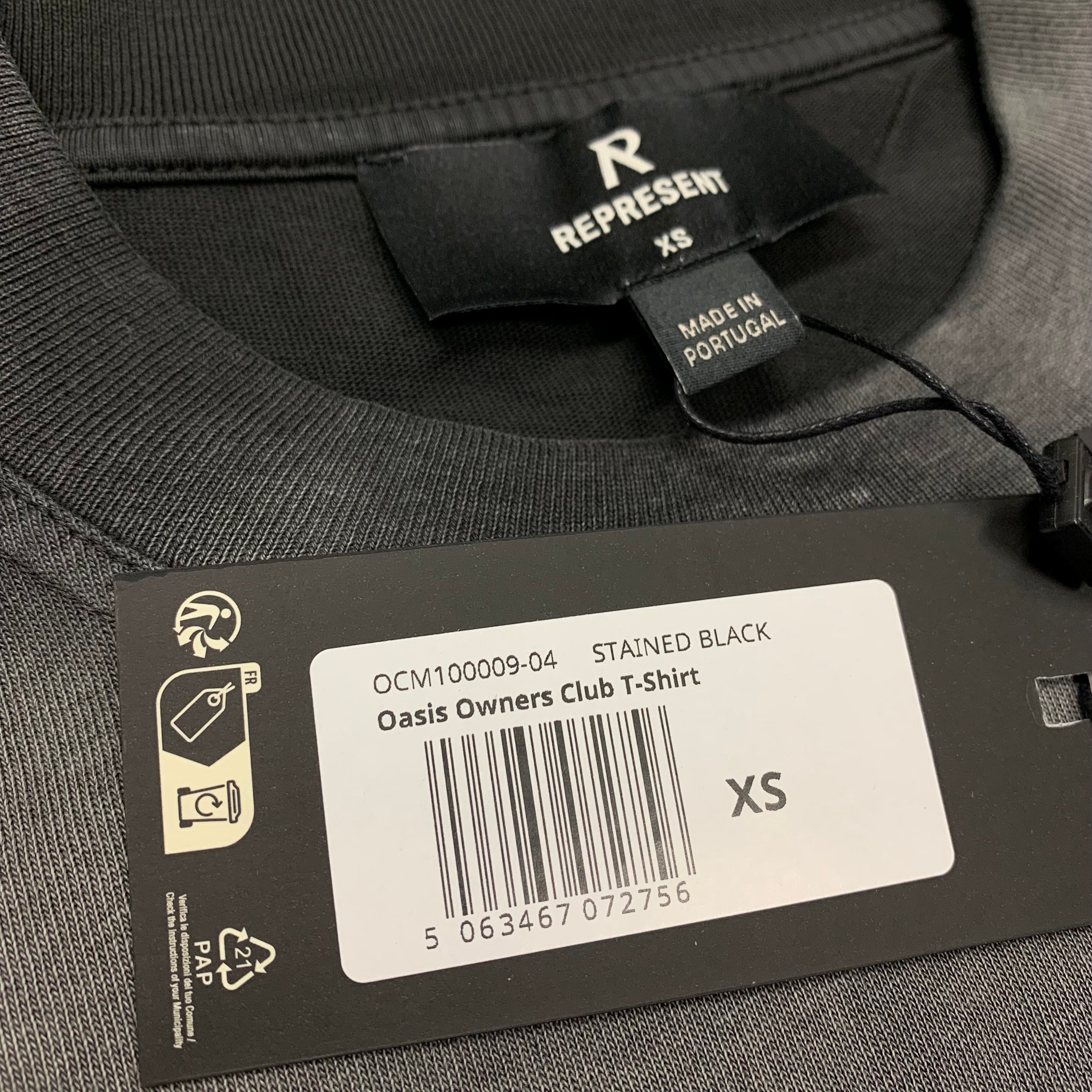 Represent XS Tee Oasis Owners Club Stained Black T-Shirt
