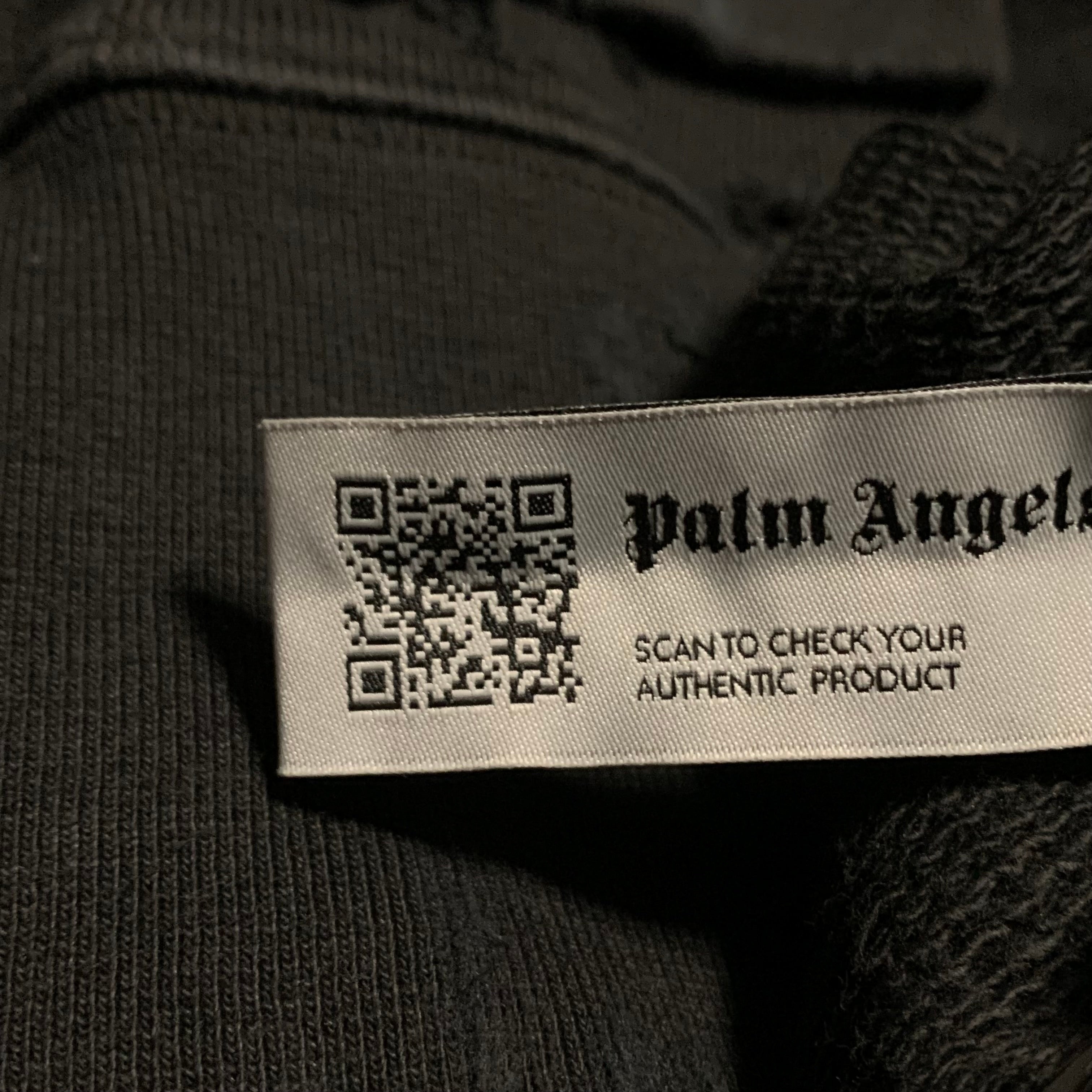 Palm Angels Medium Flame Logo Distressed Black Sweatshirt Crewneck