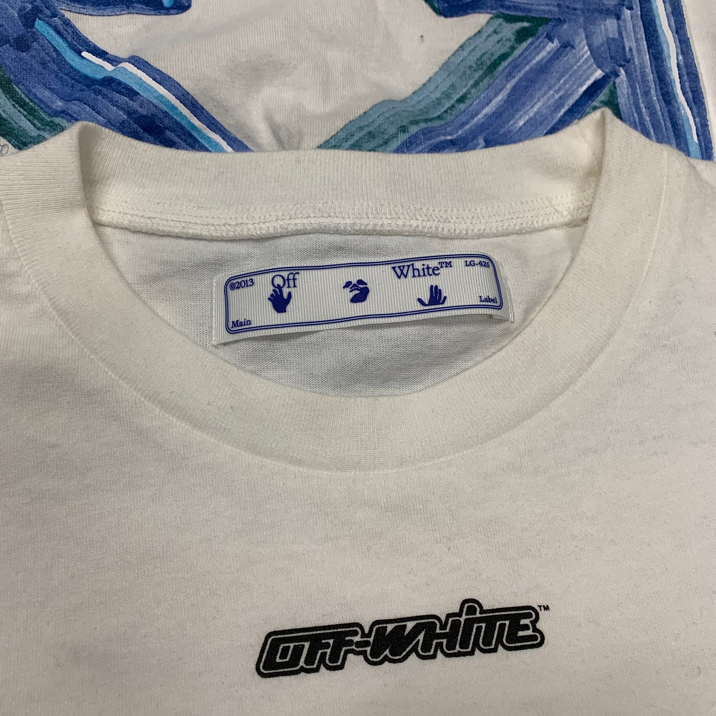 Off White Small Tee Blue Marker Arrows White T-Shirt Virgil Abloh