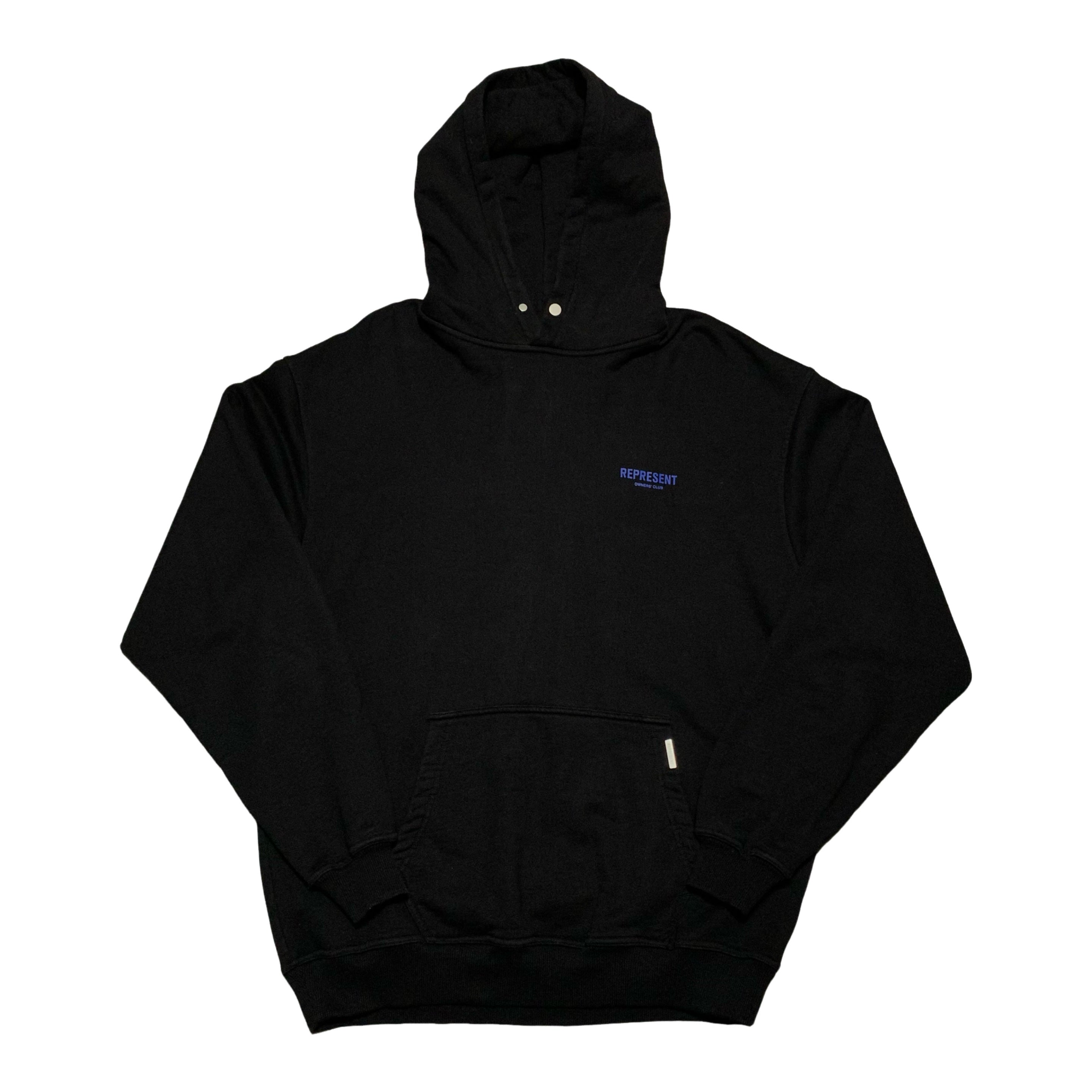 Represent Large Owners Club Jet Black Hoodie Blue Graphic