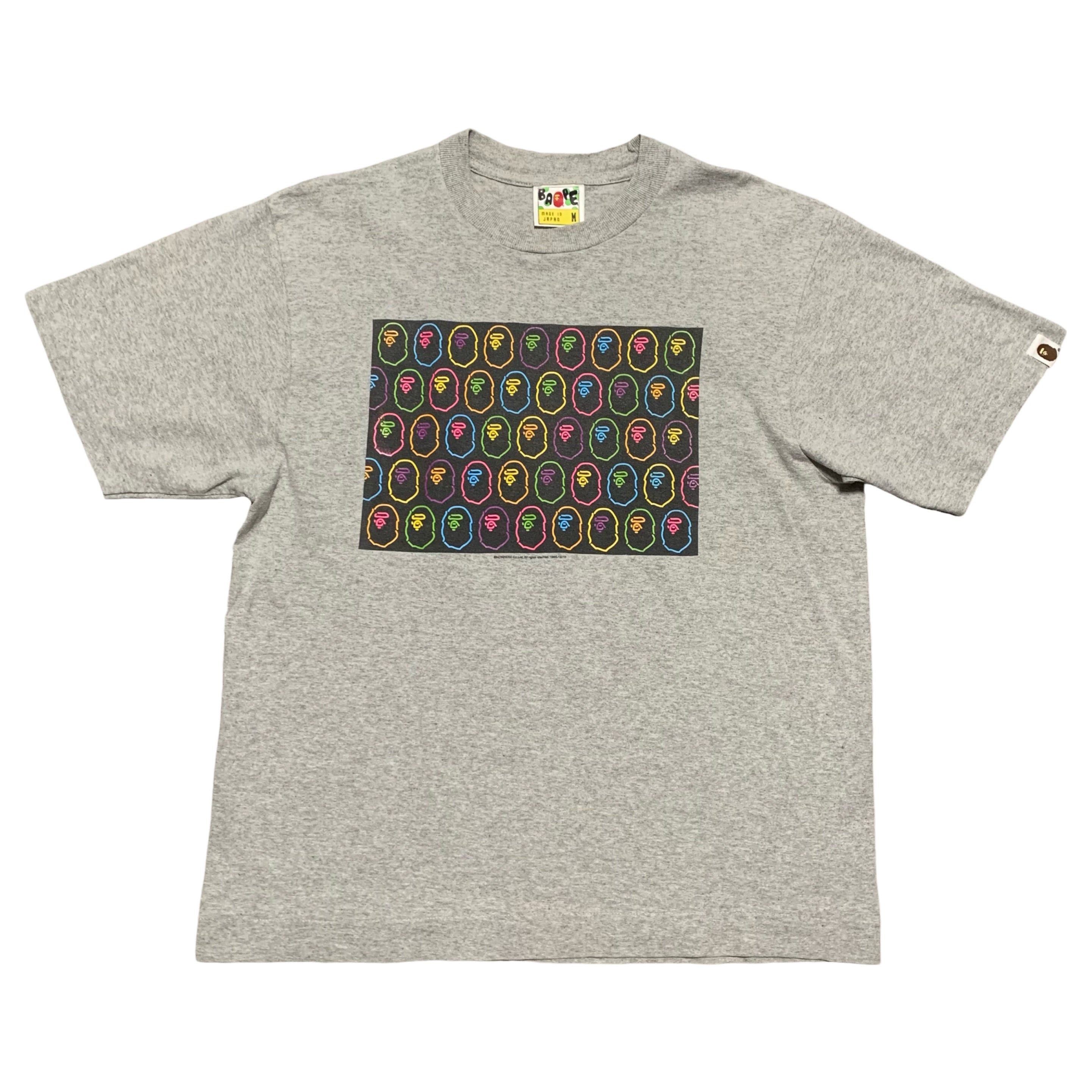 Bape Medium Neon Ape Graphic Grey Tee 2010