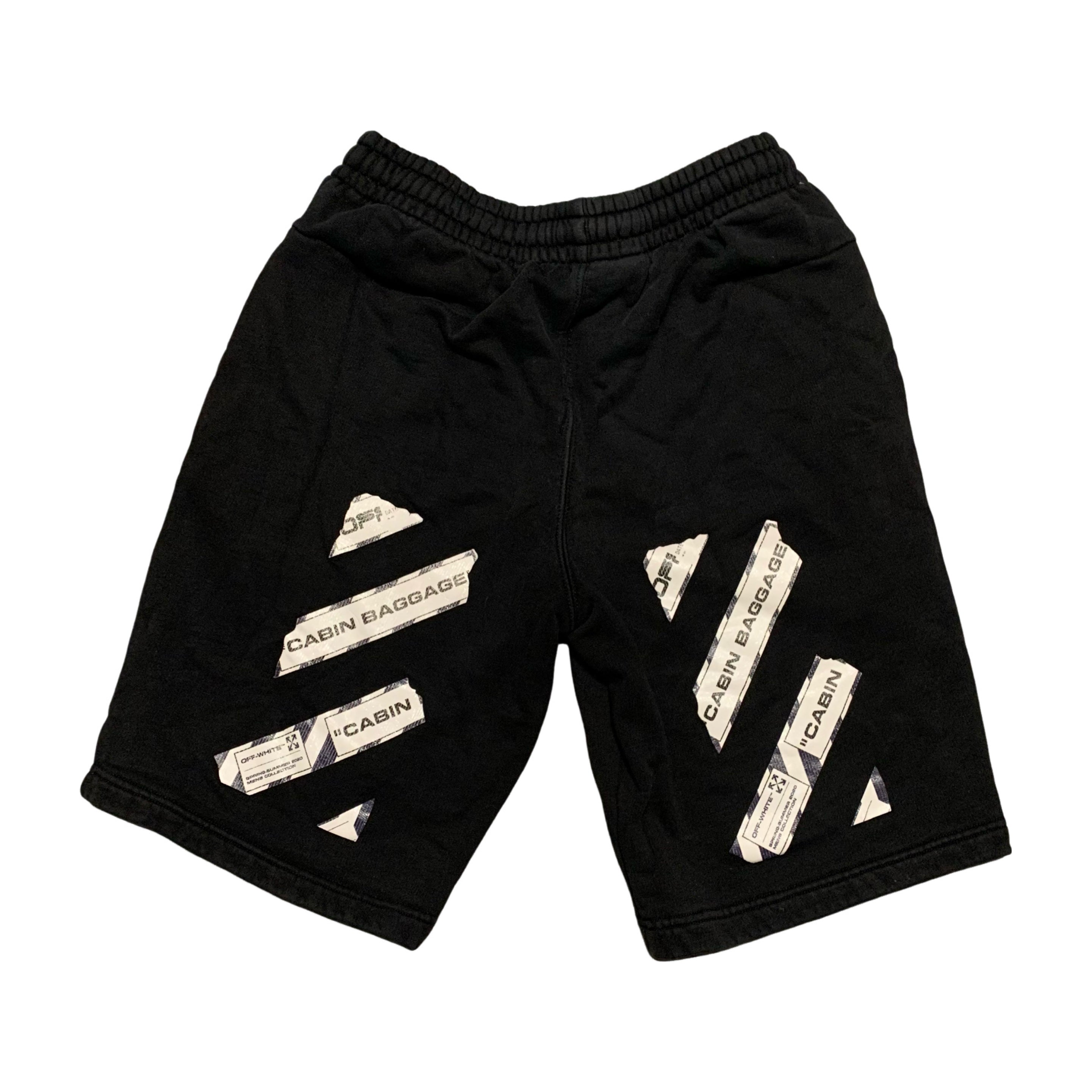 Off White Medium Shorts Airport Diag Black Joggers Bottoms Virgil Abloh