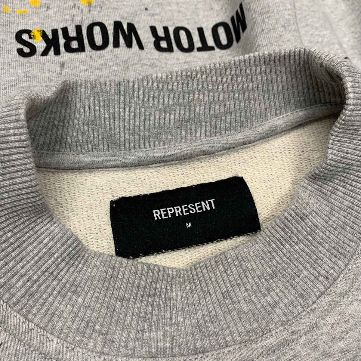 Represent Medium Sweatshirt Bespoke Commissions Grey Crewneck Paint Splatter