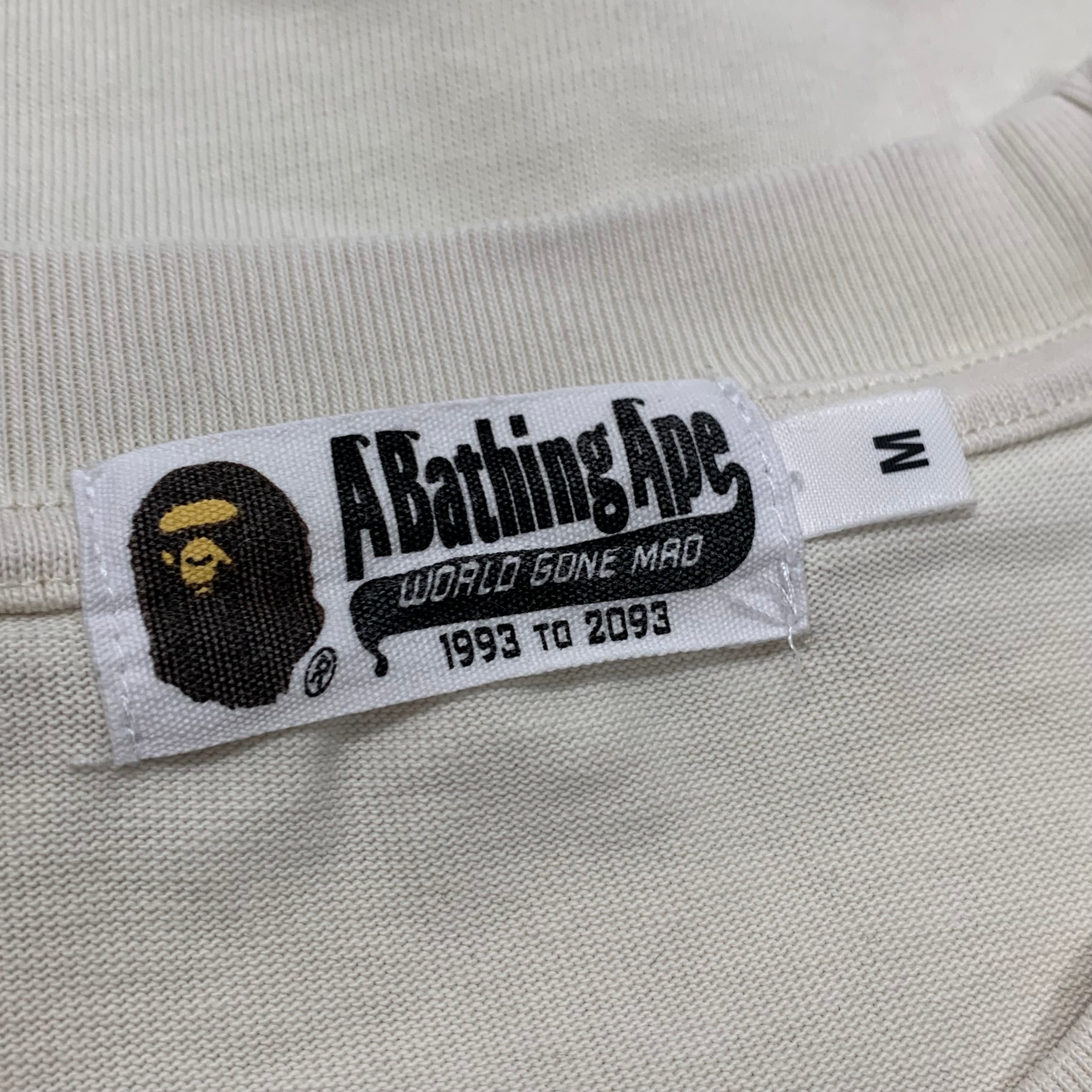 Bape Medium Tee Mad Ape Graphic Acid Wash Ivory White T-Shirt A Bathing Ape
