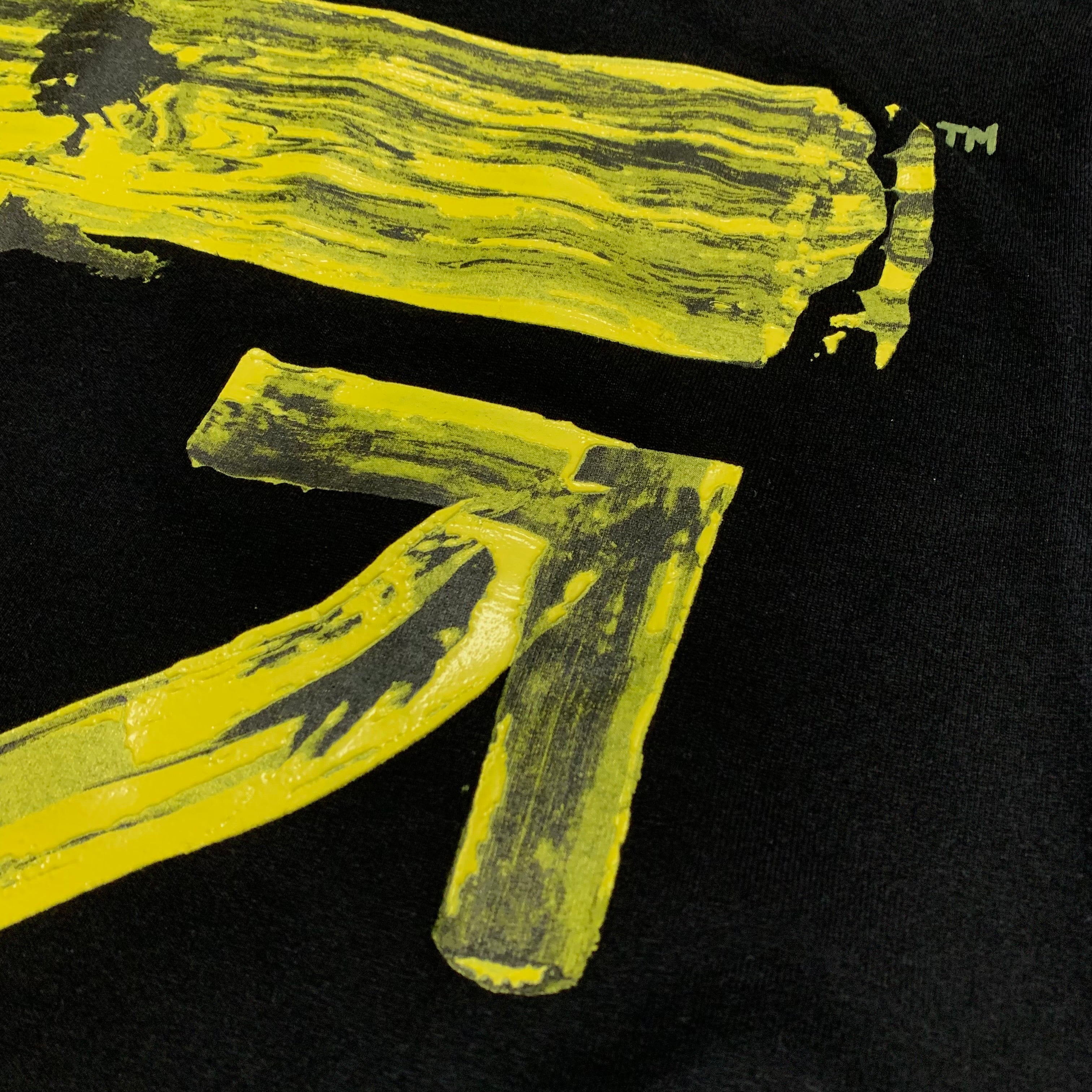 Off White XS Yellow Acrylic Arrows Black Tee Virgil Abloh