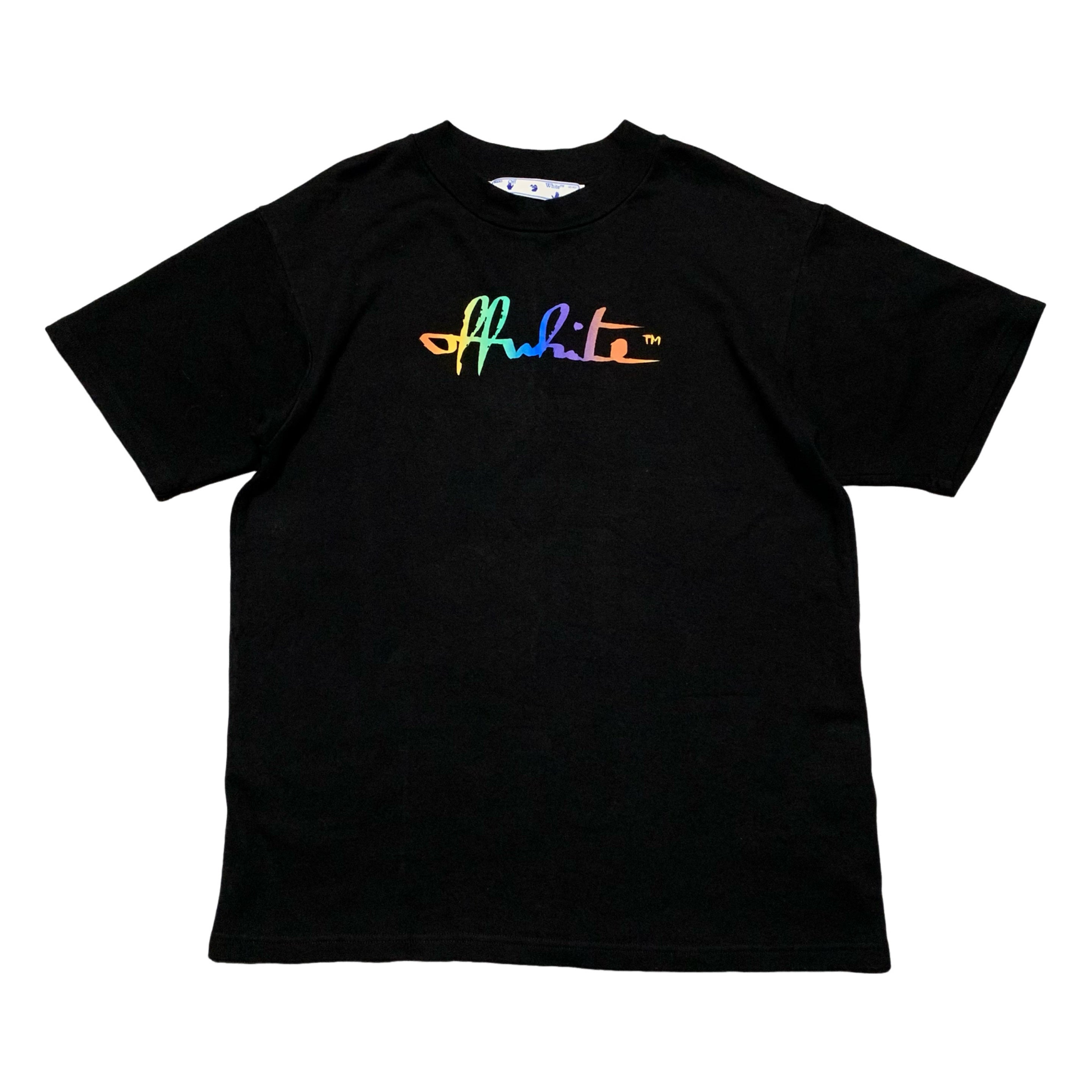 Off White Medium Rainbow Tomboy Black Tee Virgil Abloh