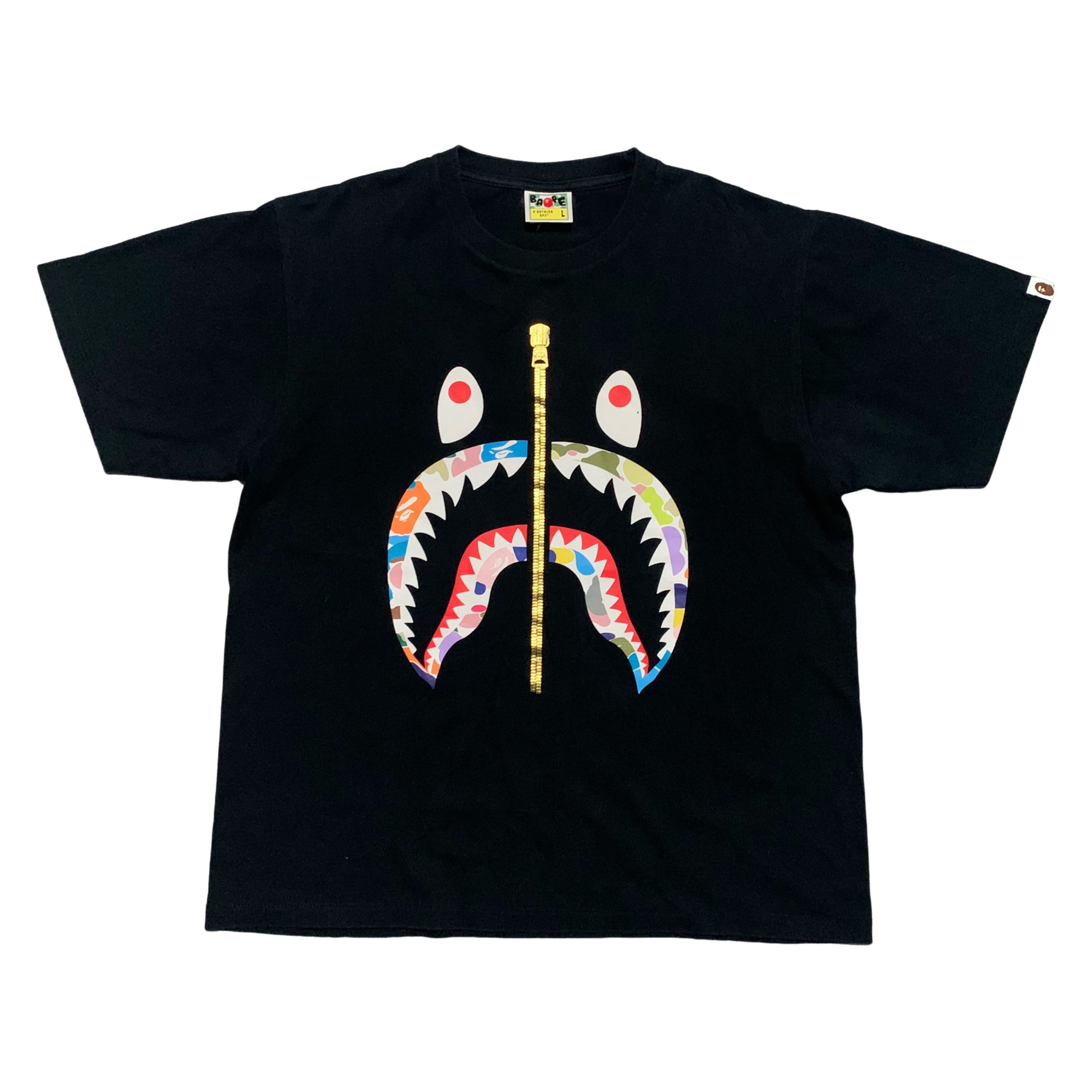 Bape Large Shark Multi Camo Black Tee A Bathing Ape