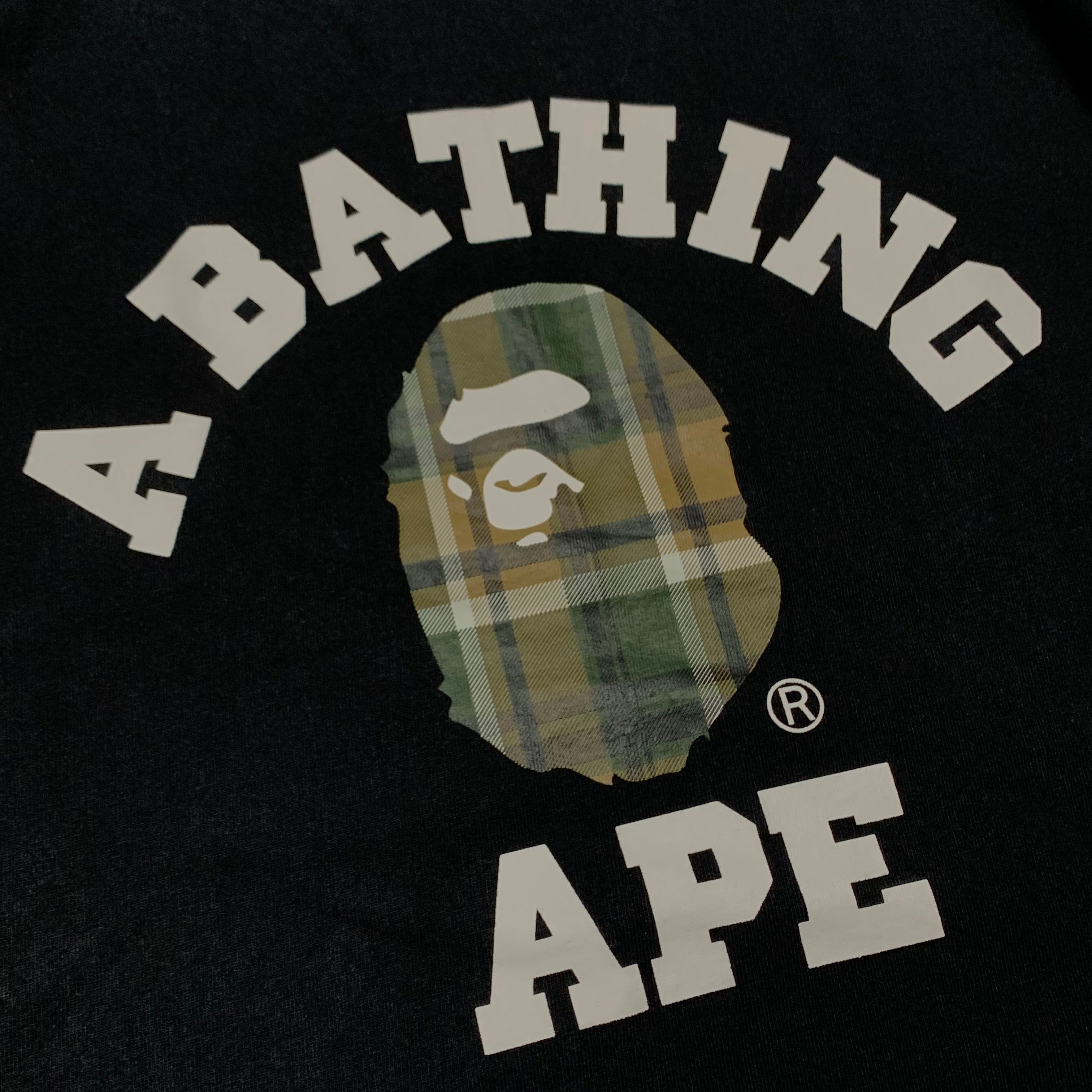 Bape XL College Check Black Tee A Bathing Ape