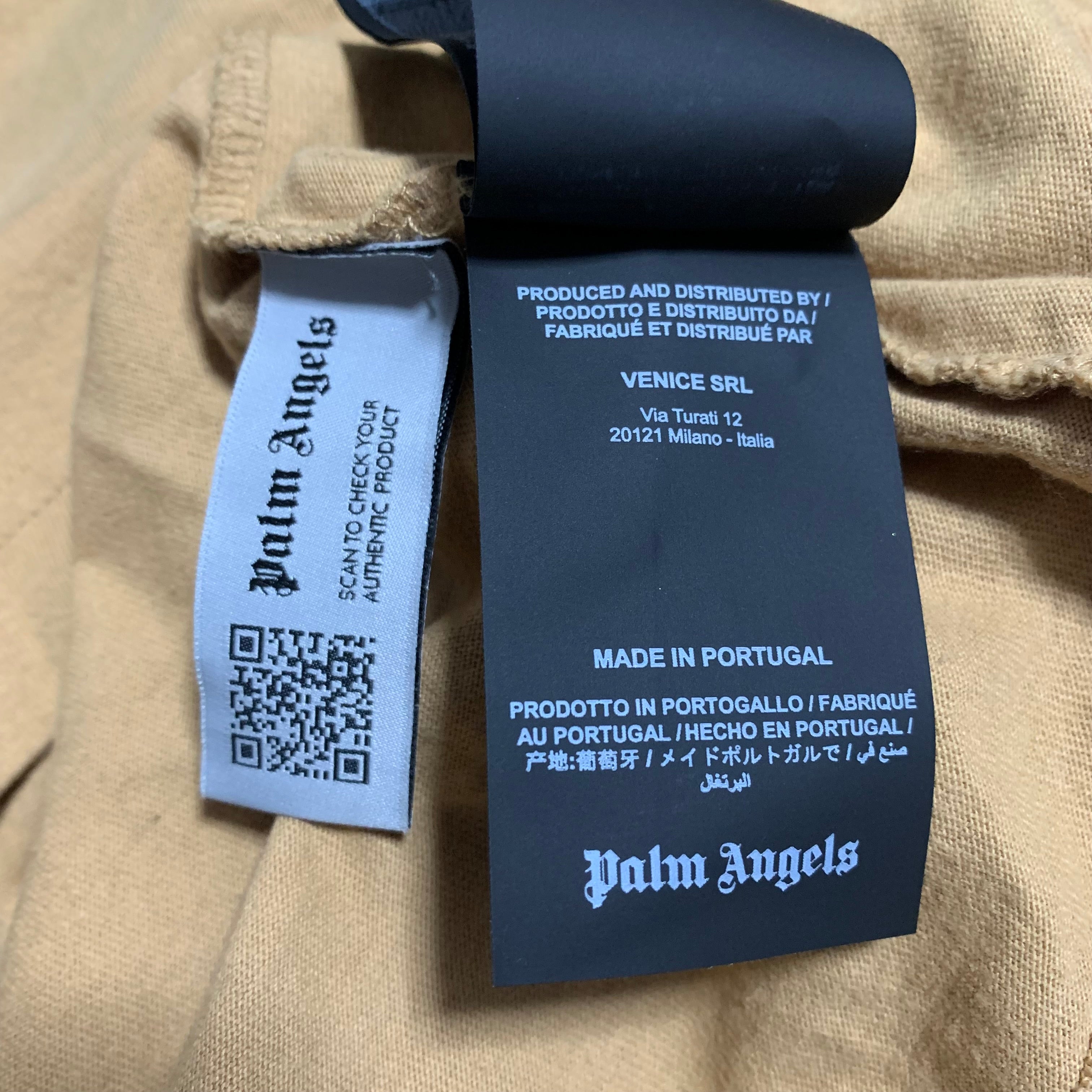 Palm Angels Large Classic Logo Mustard Tan Tee