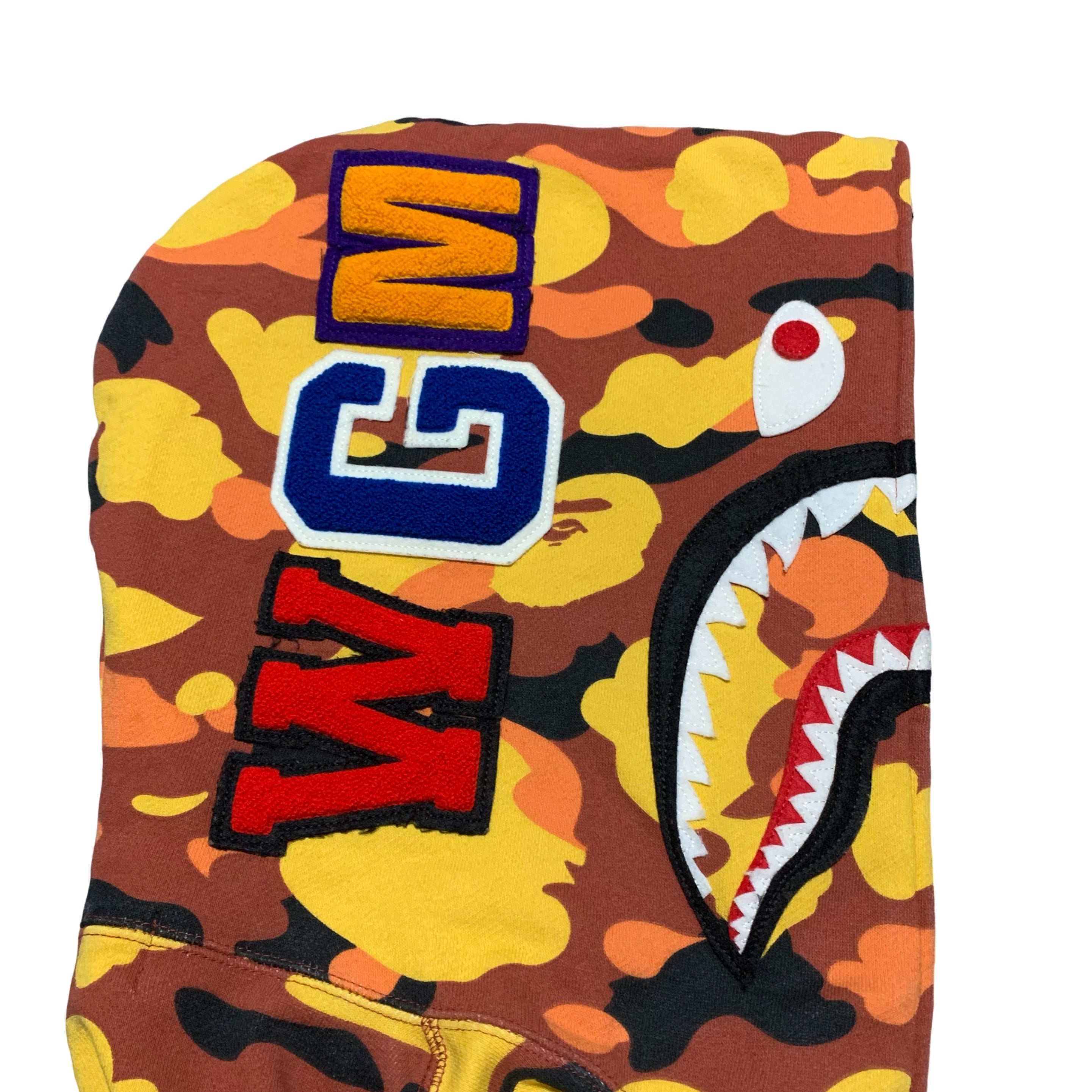 Bape Large Shark Orange Camo Full Zip Hoodie A Bathing Ape