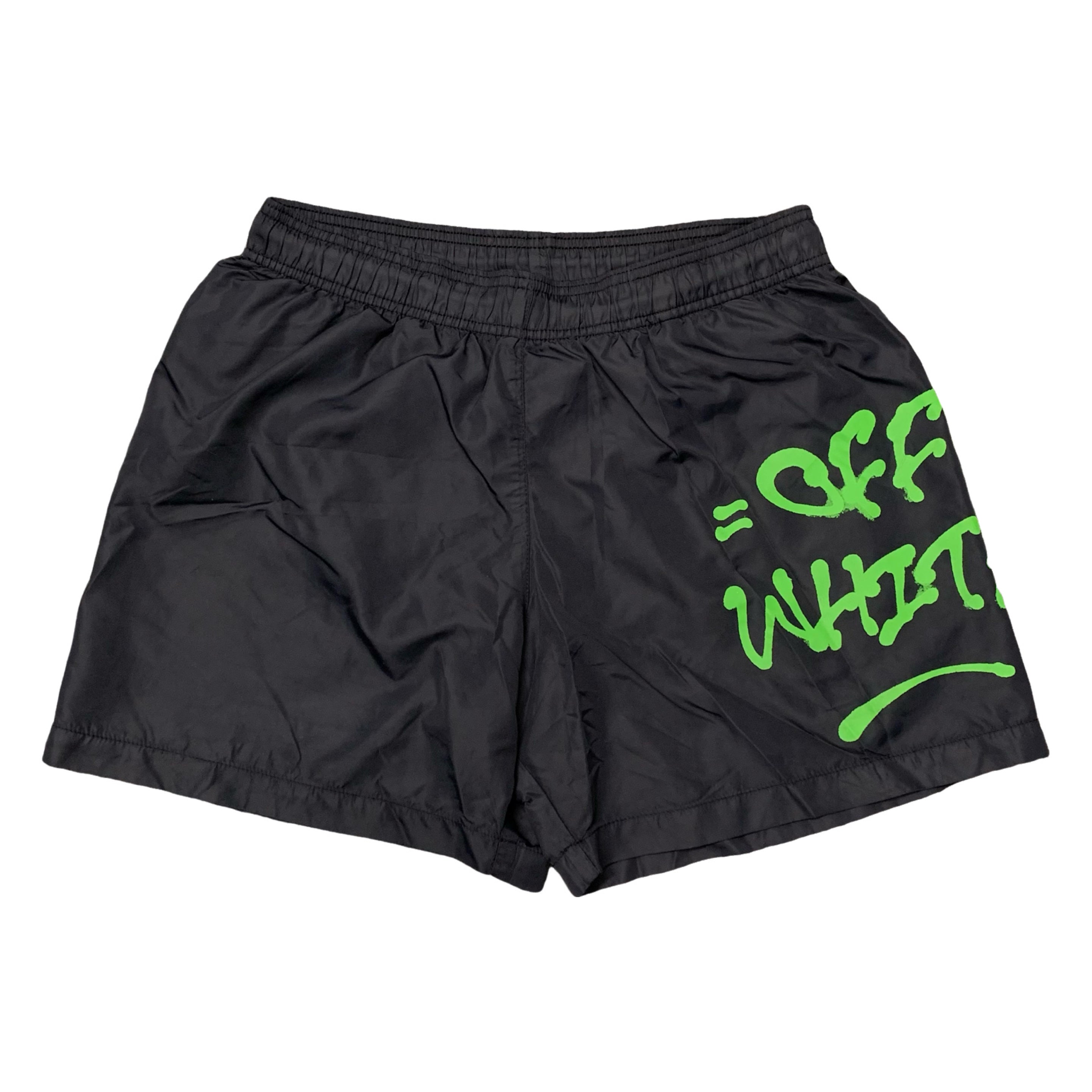 Off White Small Swim Shorts Graffiti Black Shorts Virgil Abloh