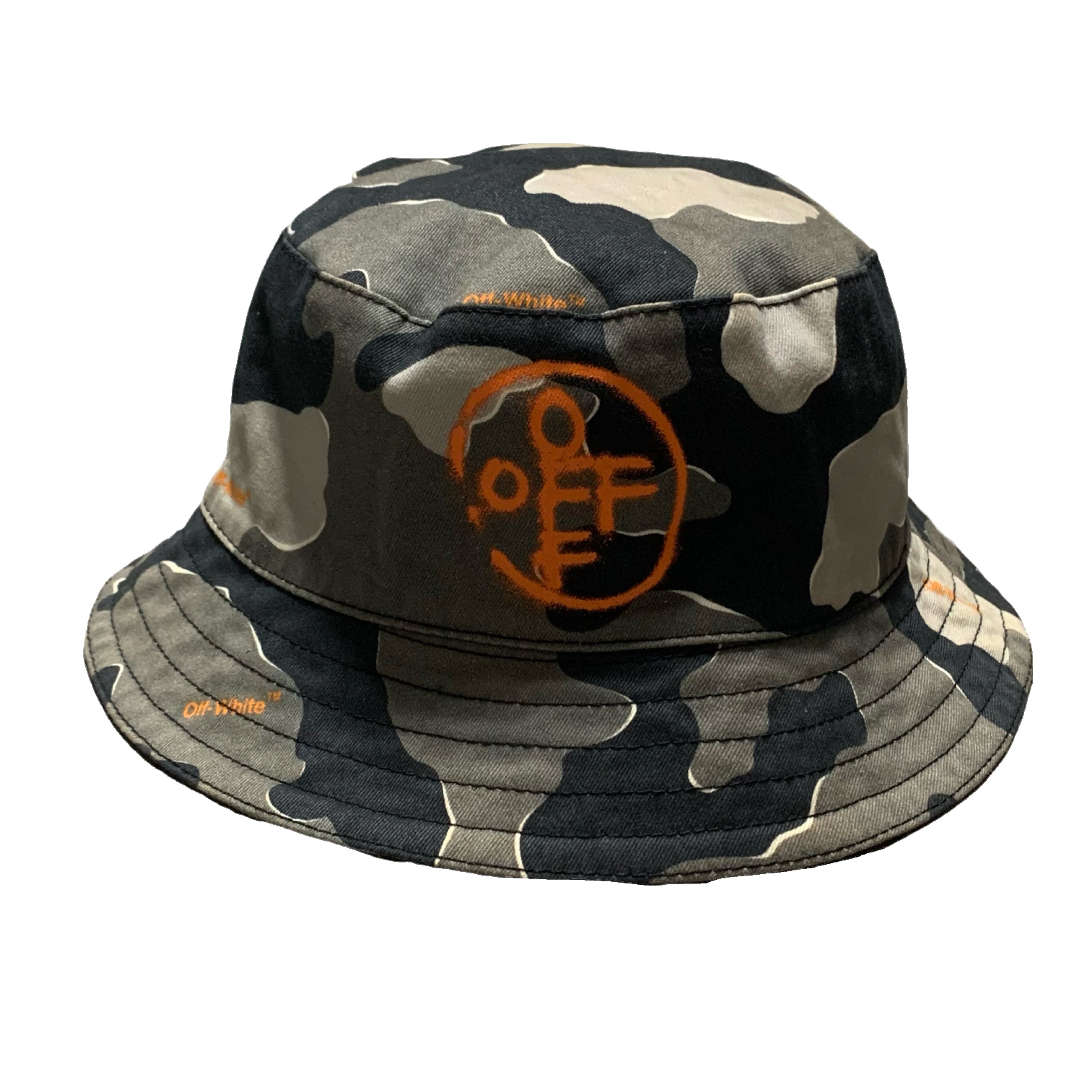 Off White Bucket Hat Camouflage Print Black Grey Hat Virgil Abloh