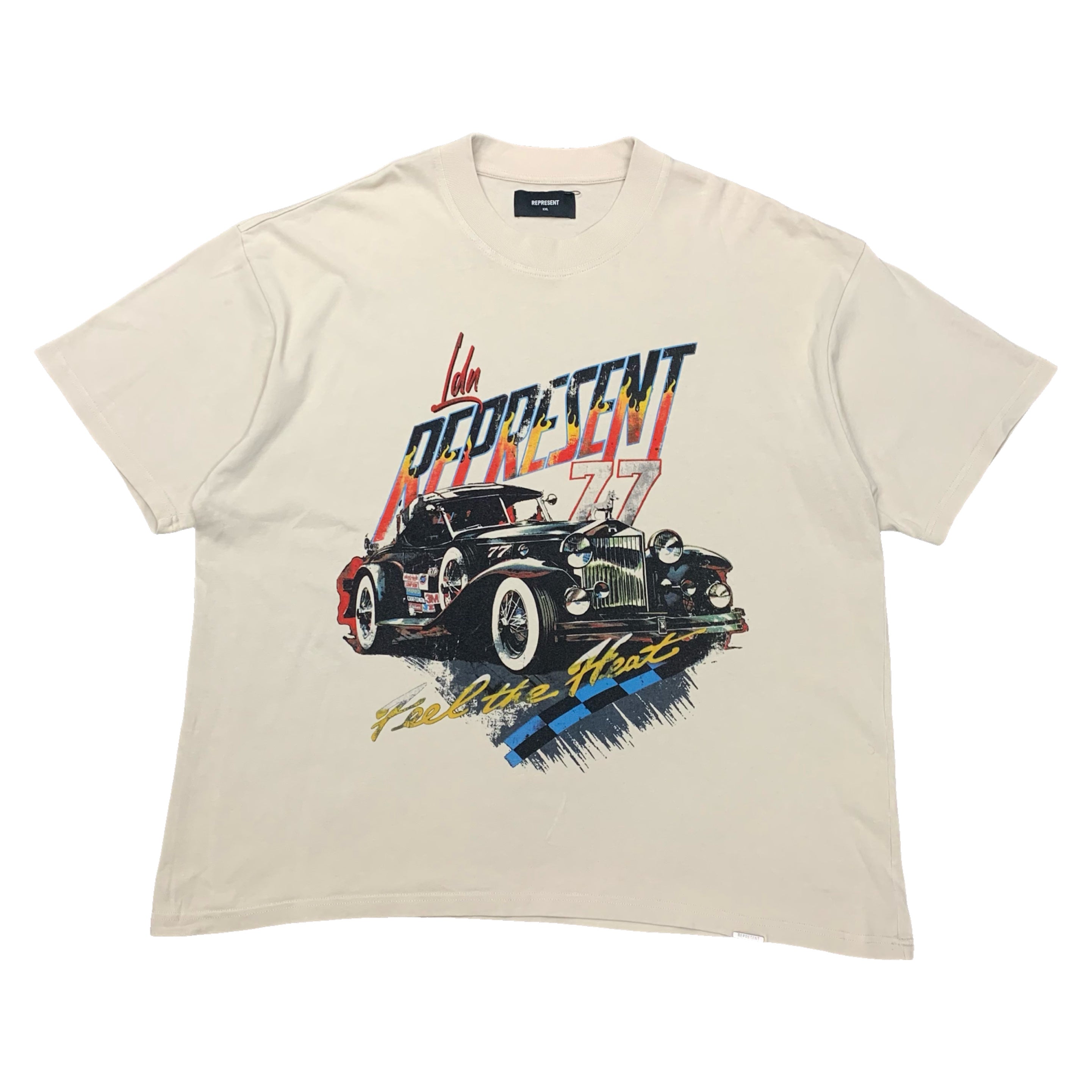 Represent XXL Car Graphic Vintage White T-Shirt