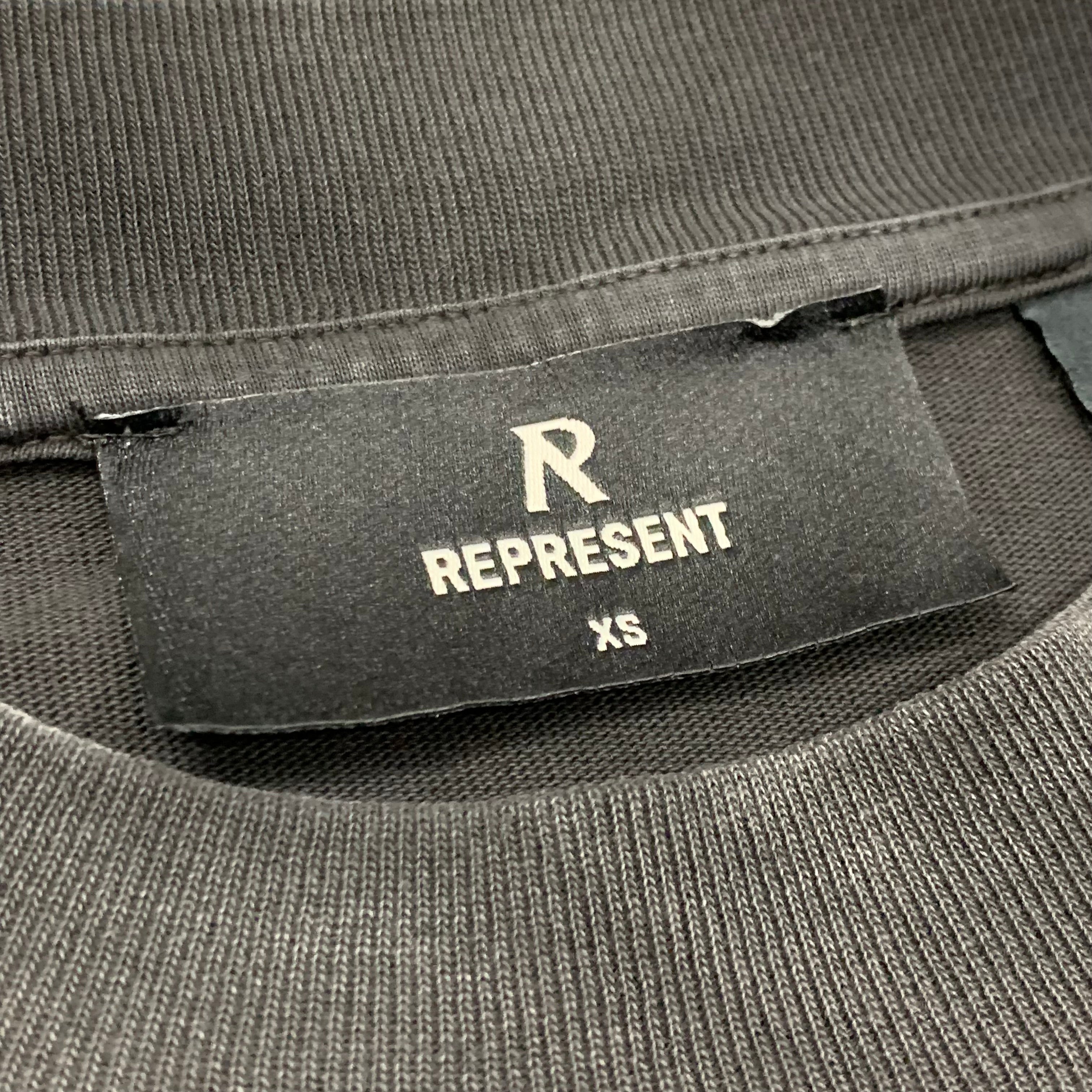 Represent XS Tee Masking Tape Initial Stained Black T-Shirt