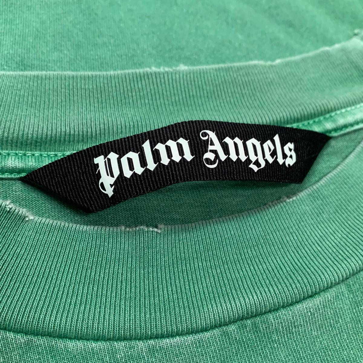 Palm Angels Large Tee Bear Green Distressed T-Shirt