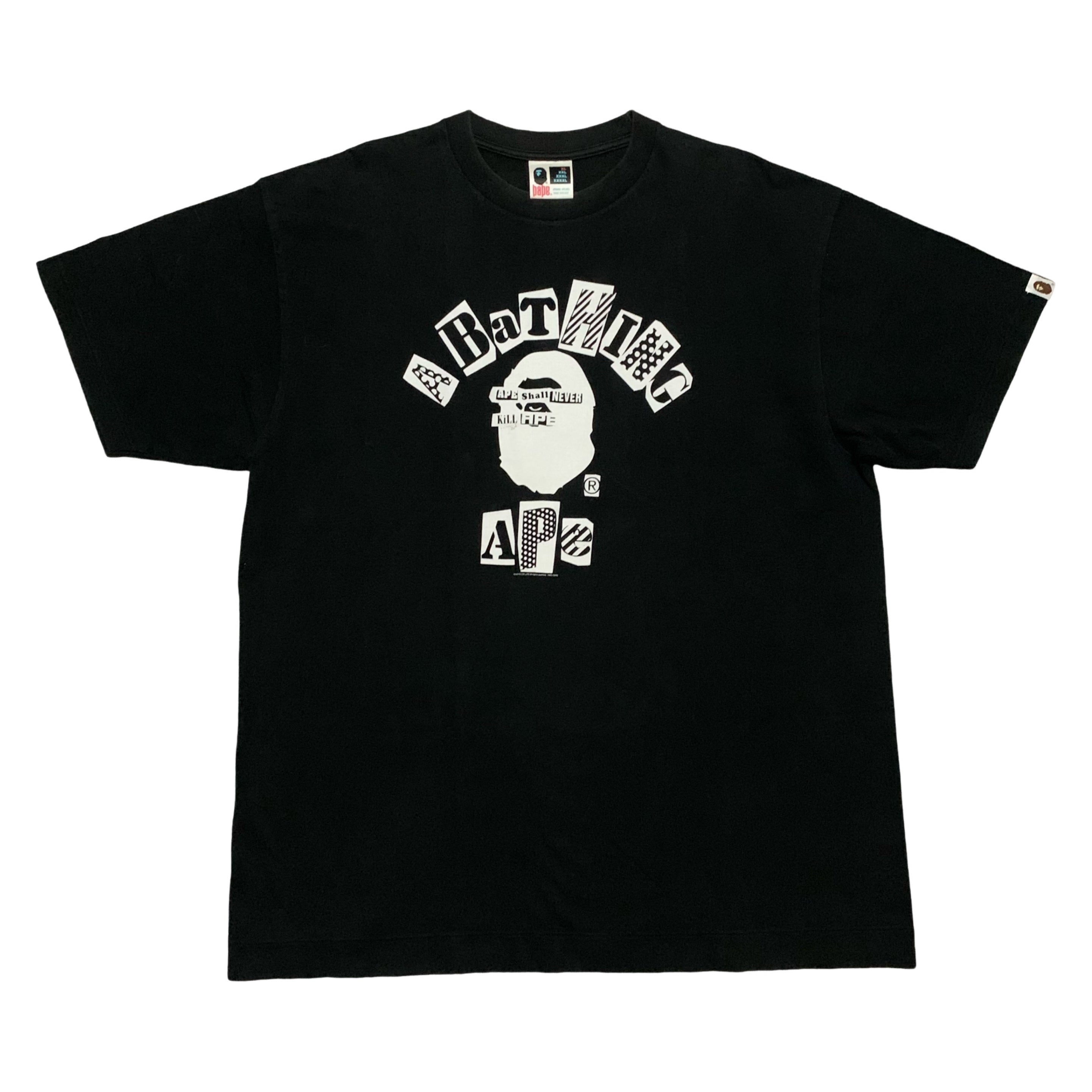 Bape XL College Graphic Black Tee A Bathing Ape 2006