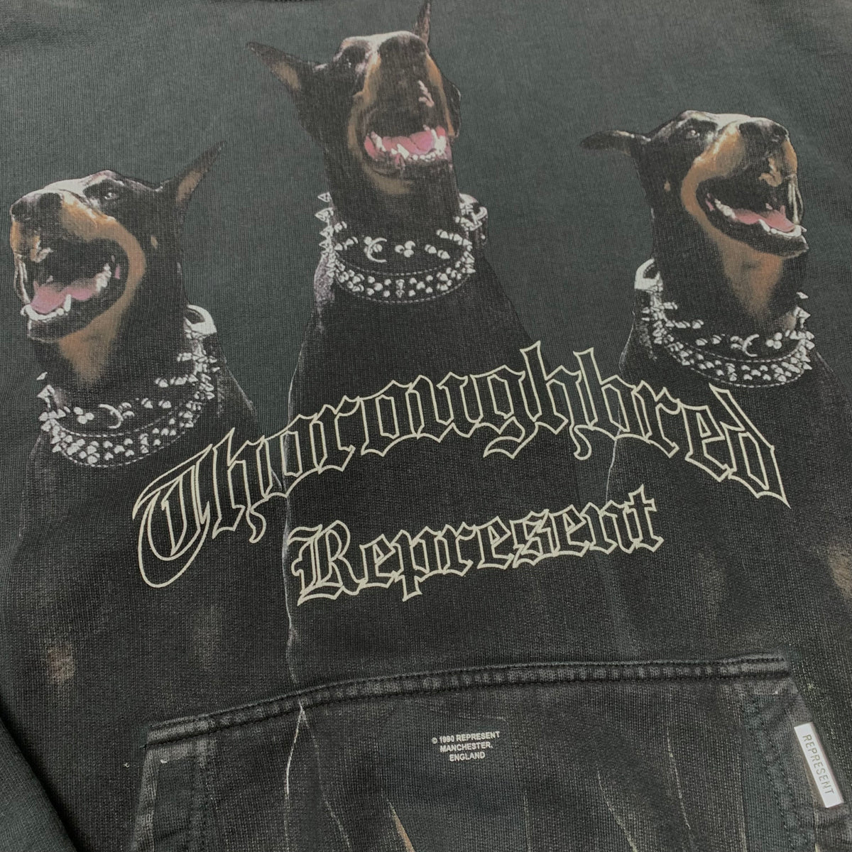 Represent Small Hoodie Thoroughbred Dog Vintage Black Hoodie