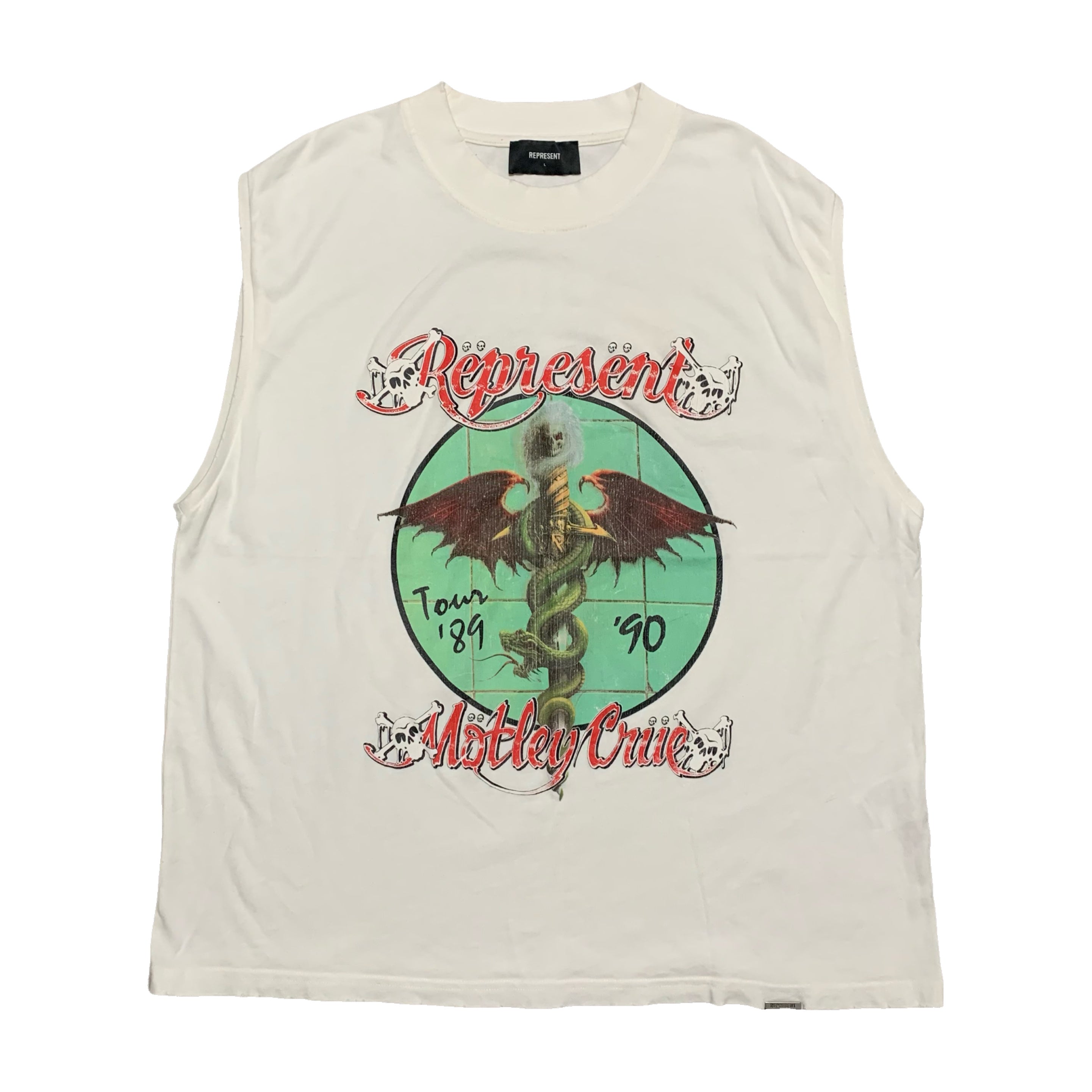 Represent Large Motley Crue Flat White Vest Tank Top