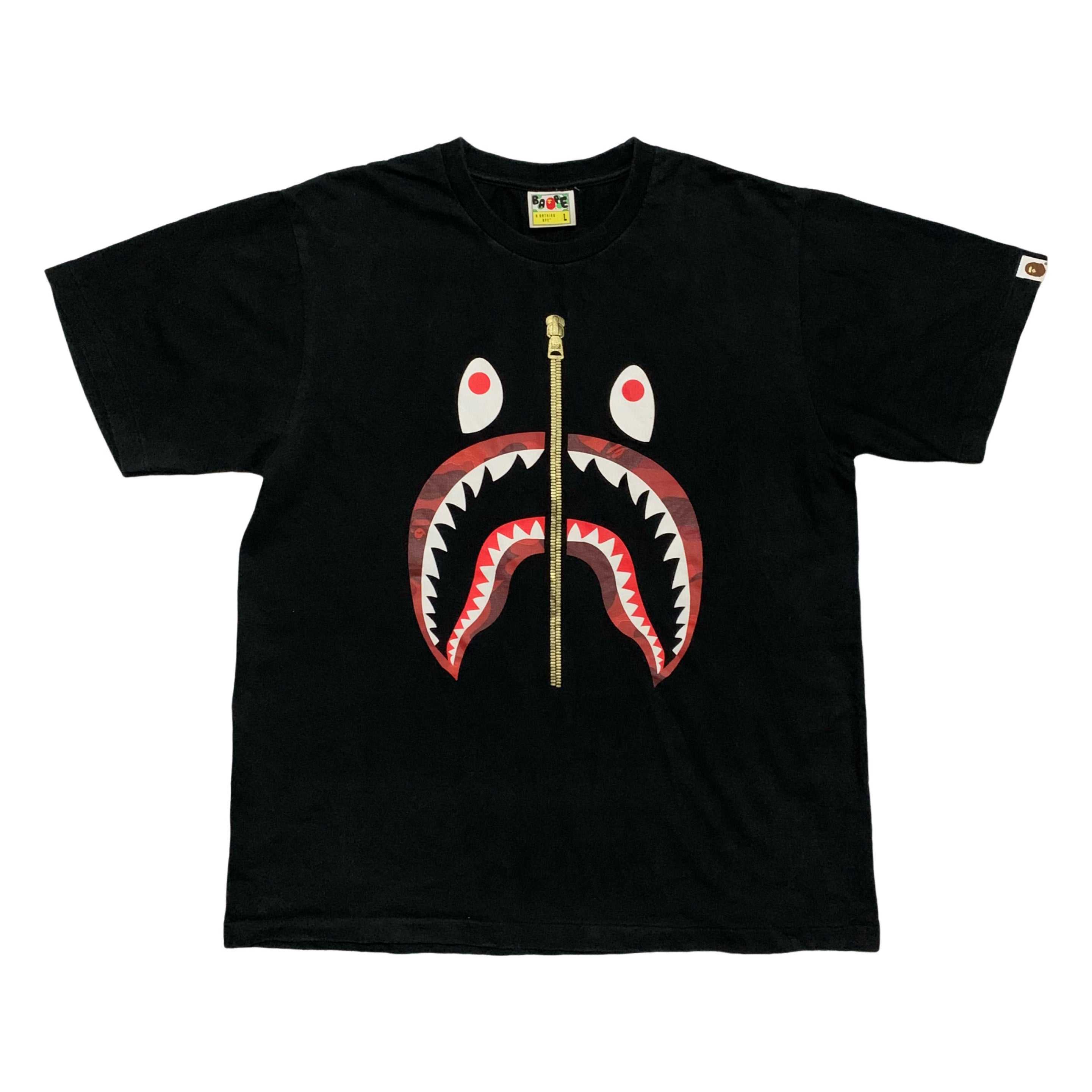 Bape Large Shark Red Camo Black Tee A Bathing Ape