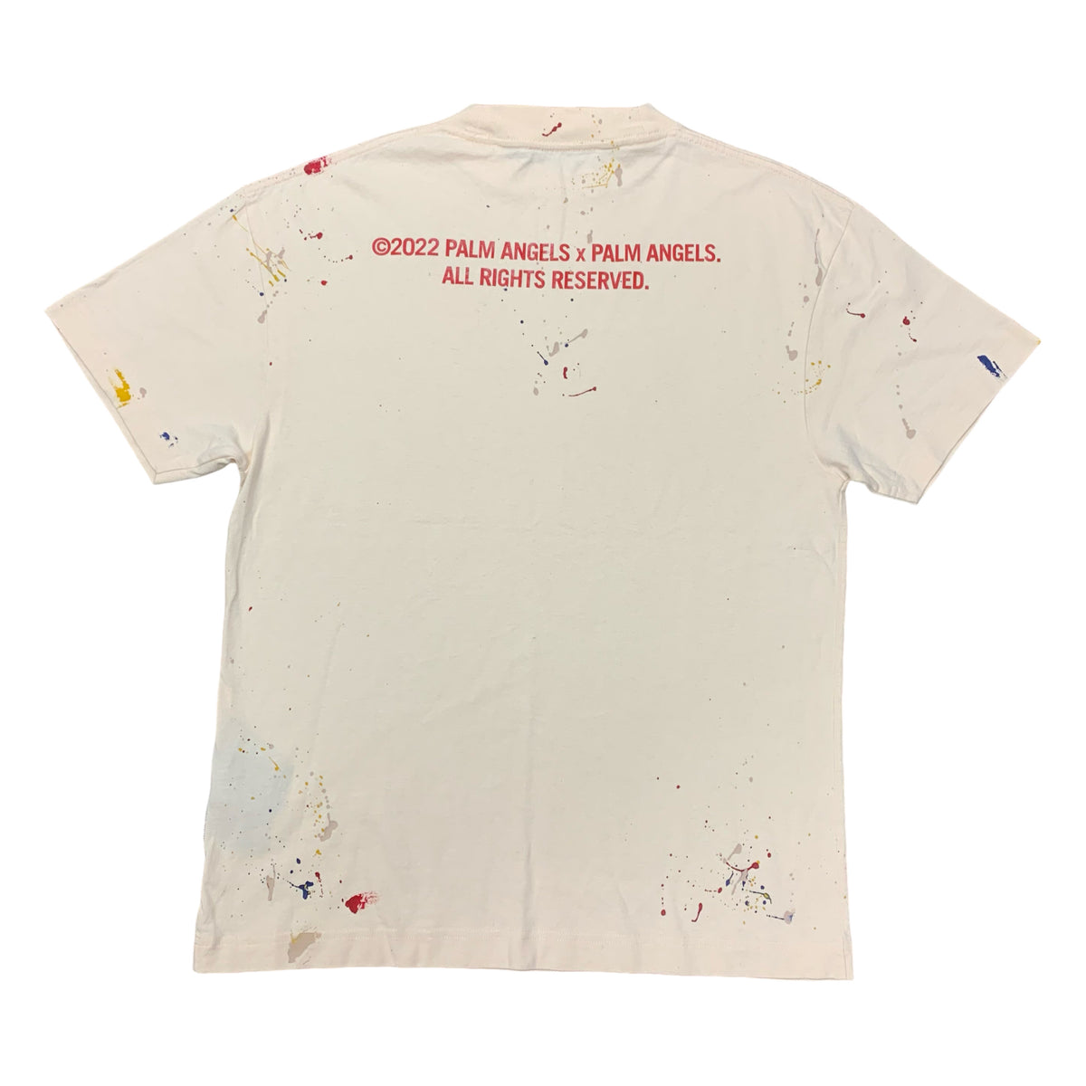 Palm Angels Medium Tee Palm Tree Painted White Beige T-Shirt 2022