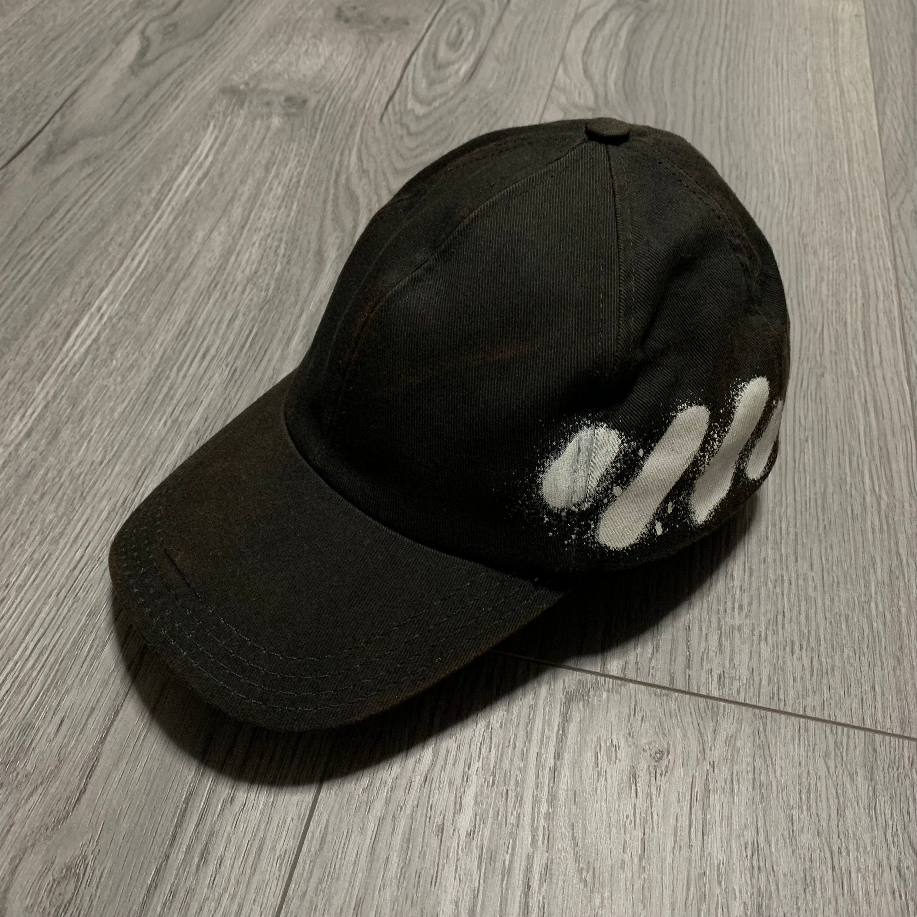 Off White Hat Spray Paint Diagonal Black Cap Virgil Abloh