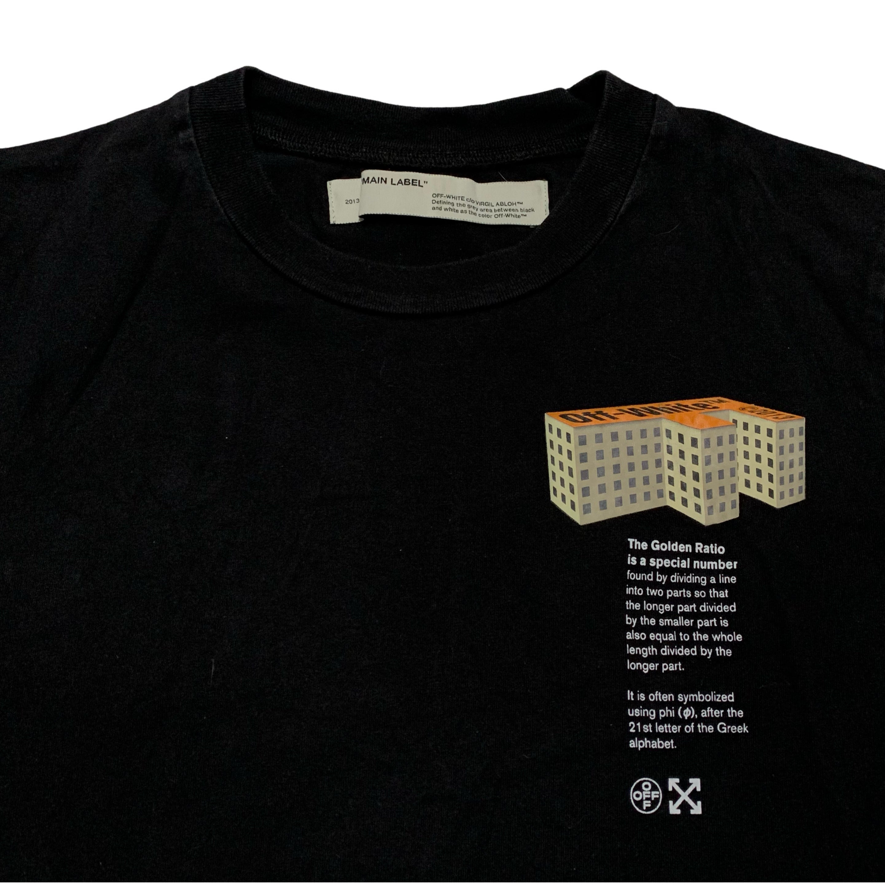 Off White Medium Black Tee 'Rationalism' Virgil Abloh (OMAA027R20185007)