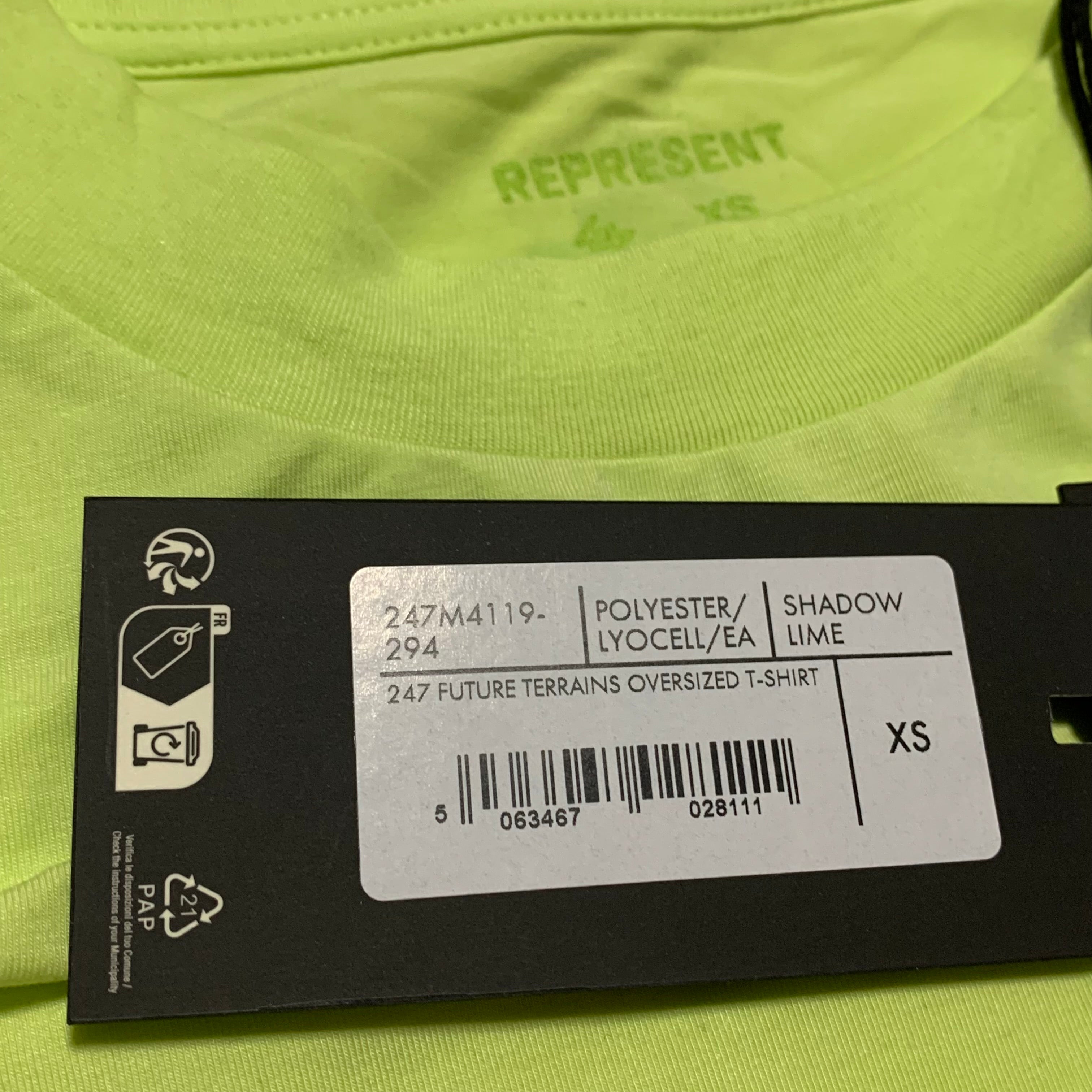 Represent XS 247 Future Terrains Oversized Tee Shadow Lime Green