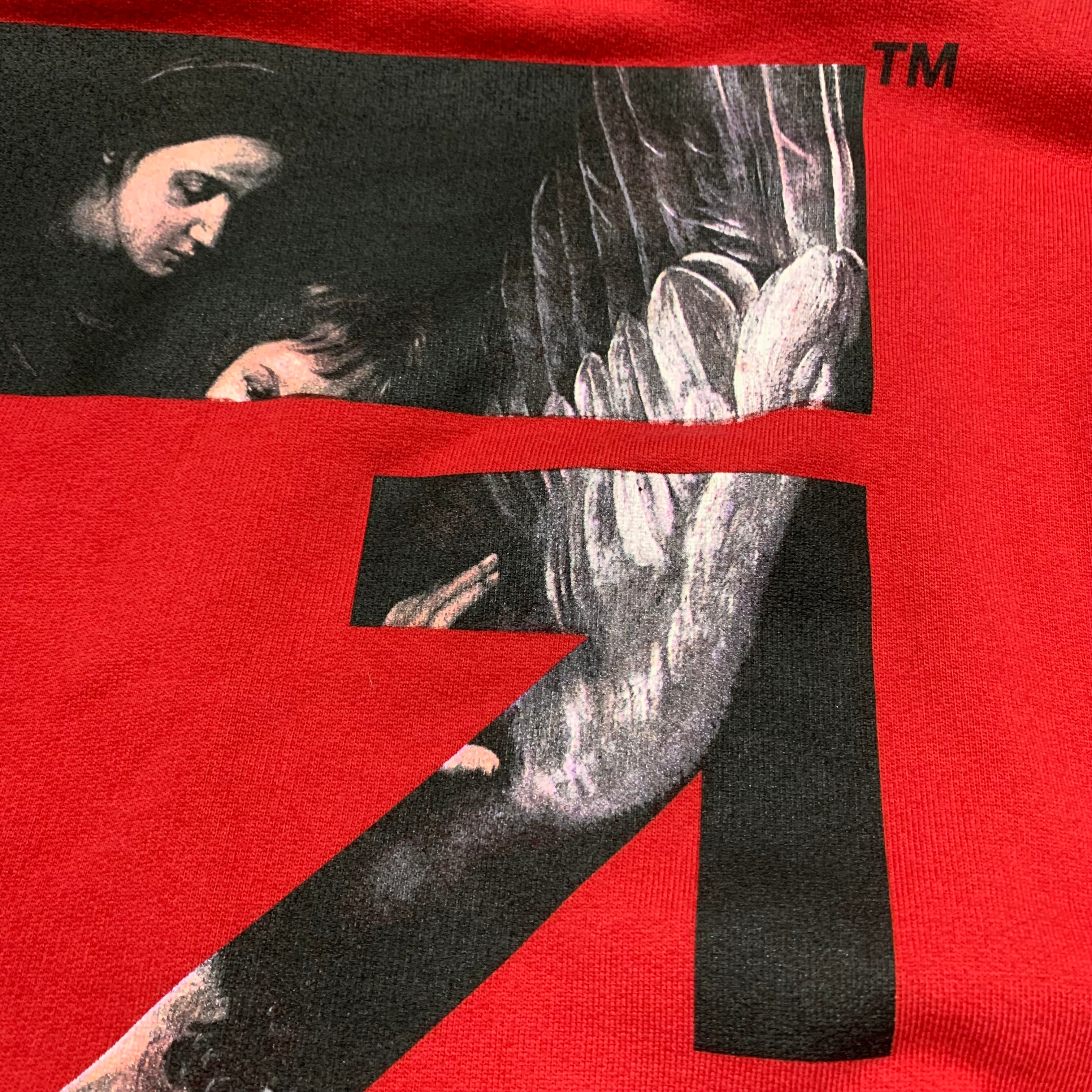 Off White Small Caravaggio Arrows Red Hoodie Virgil Abloh