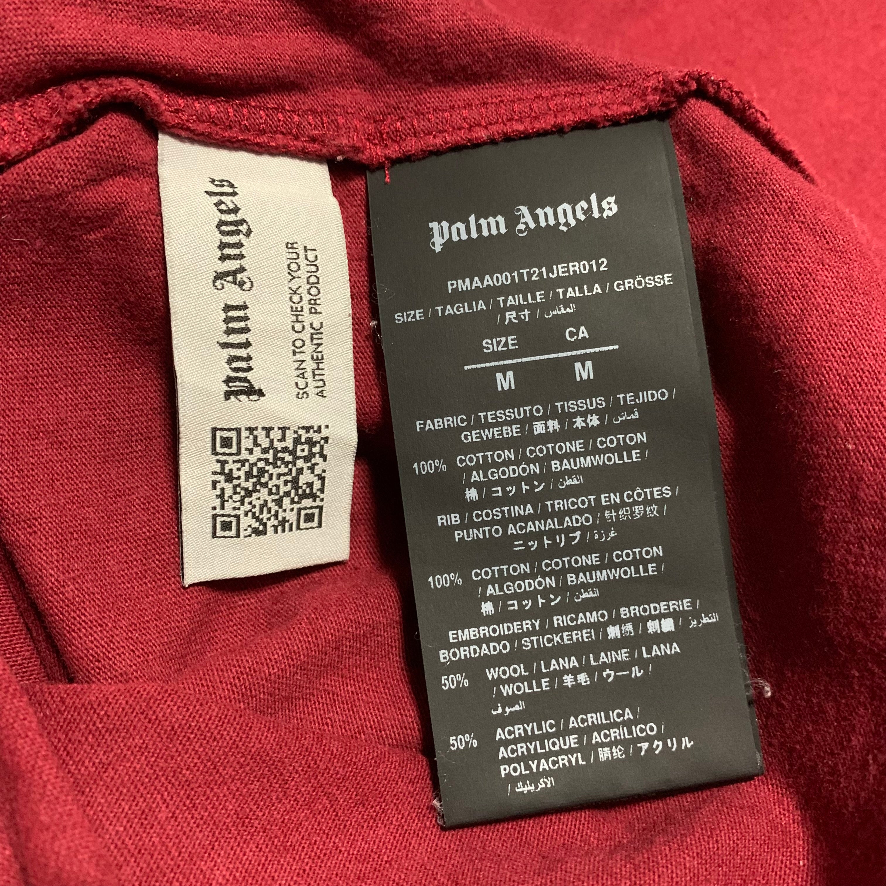 Palm Angels Medium Tee END Bear Rose Burgundy Red T-Shirt Limited Edition