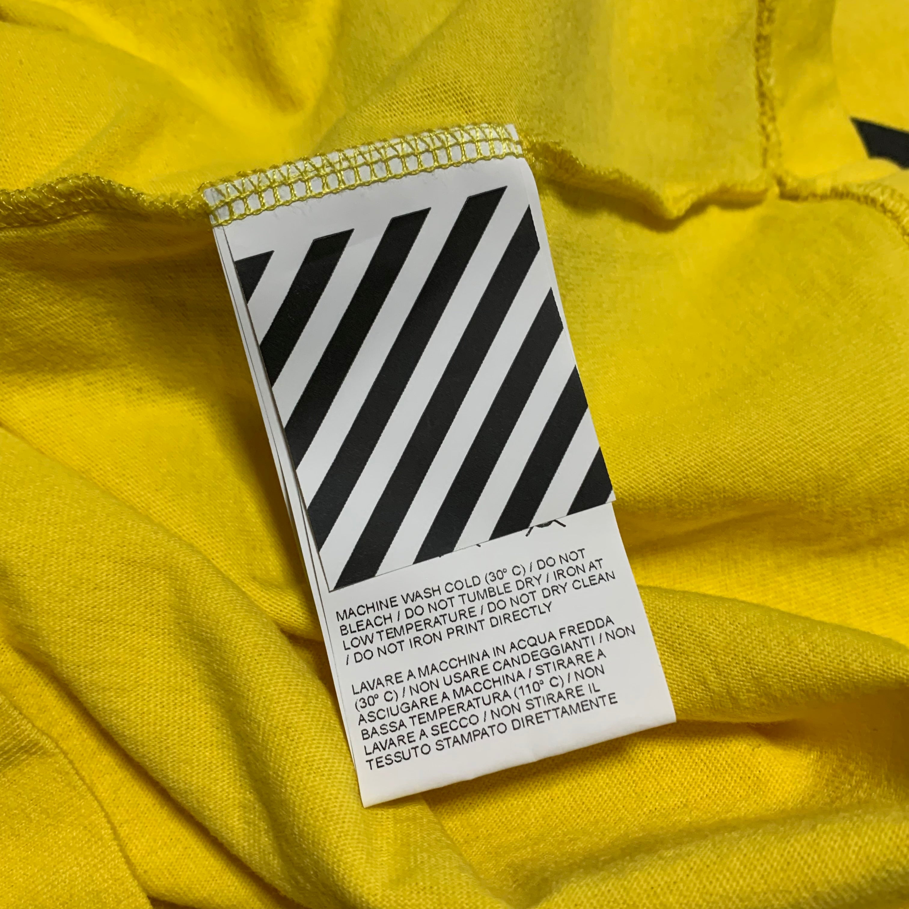Off White XS Hand Arrows Yellow Long Sleeve Top Virgil Abloh