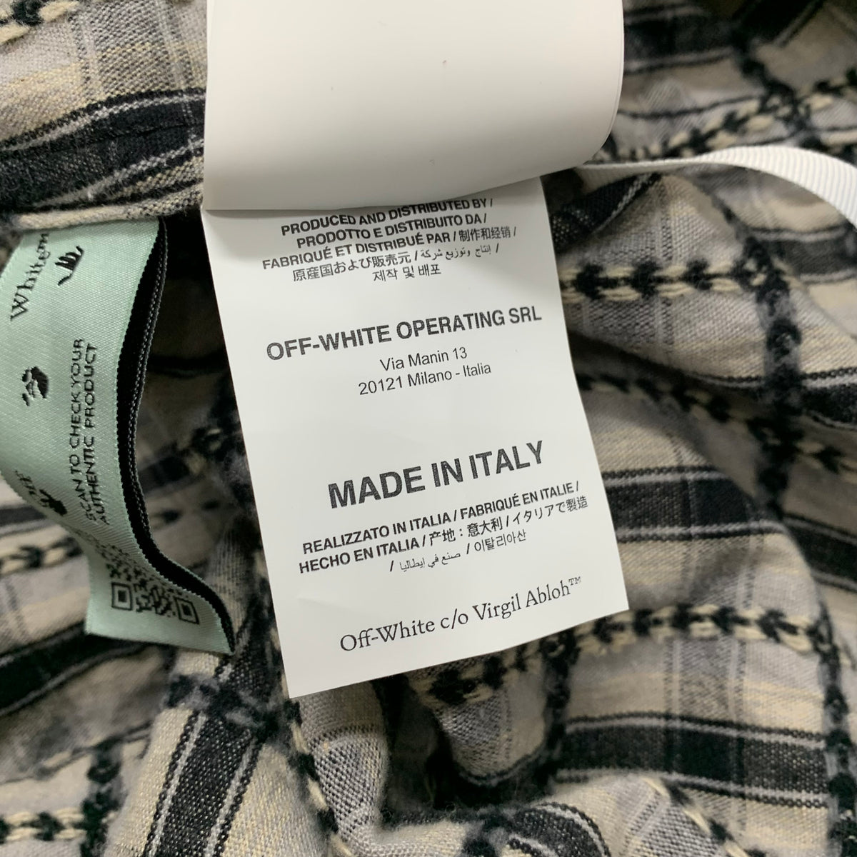 Off White Small Shirt Flannel Check Grey Top Virgil Abloh