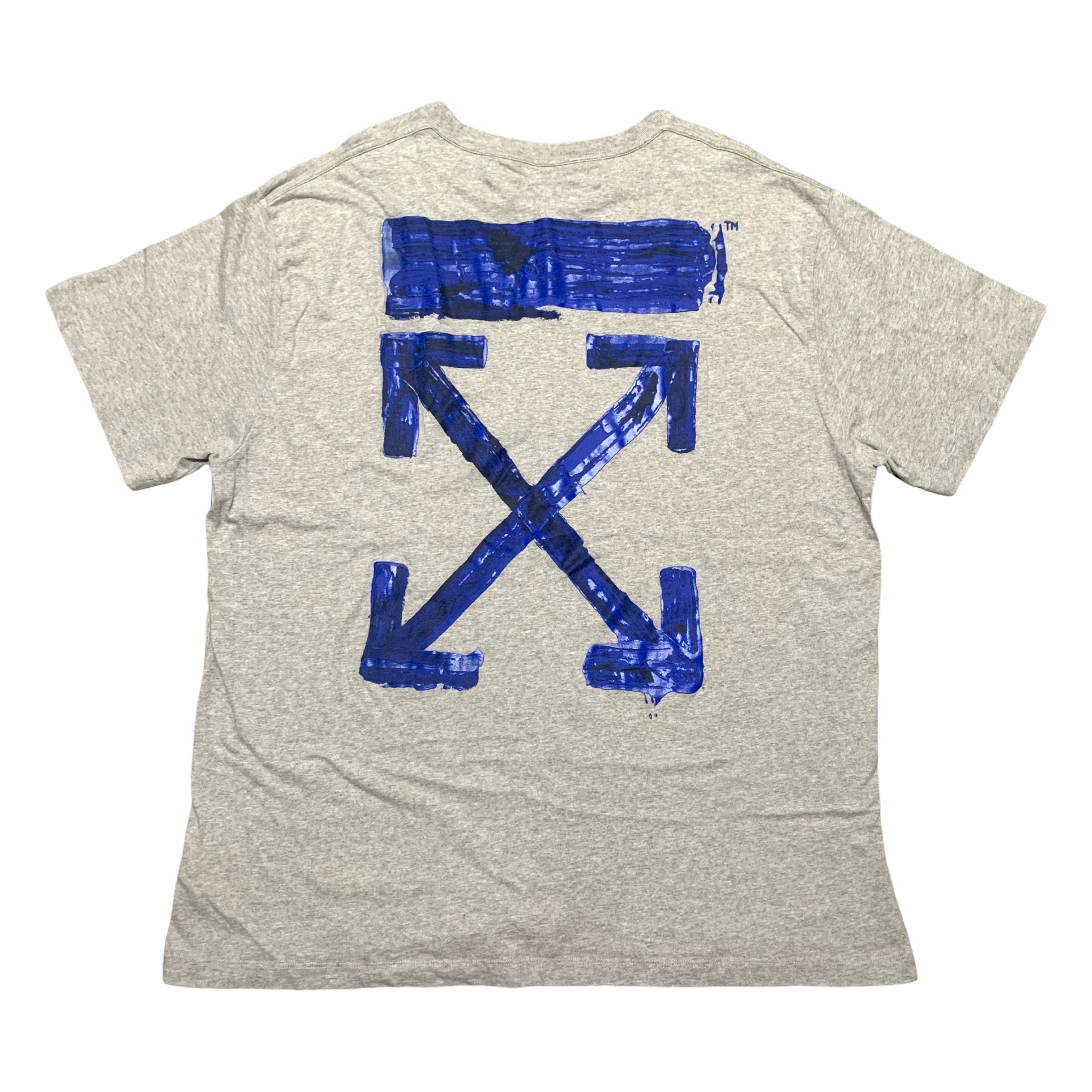 Off White XXL Acrylic Arrows Grey Tee Virgil Abloh Blue 2XL