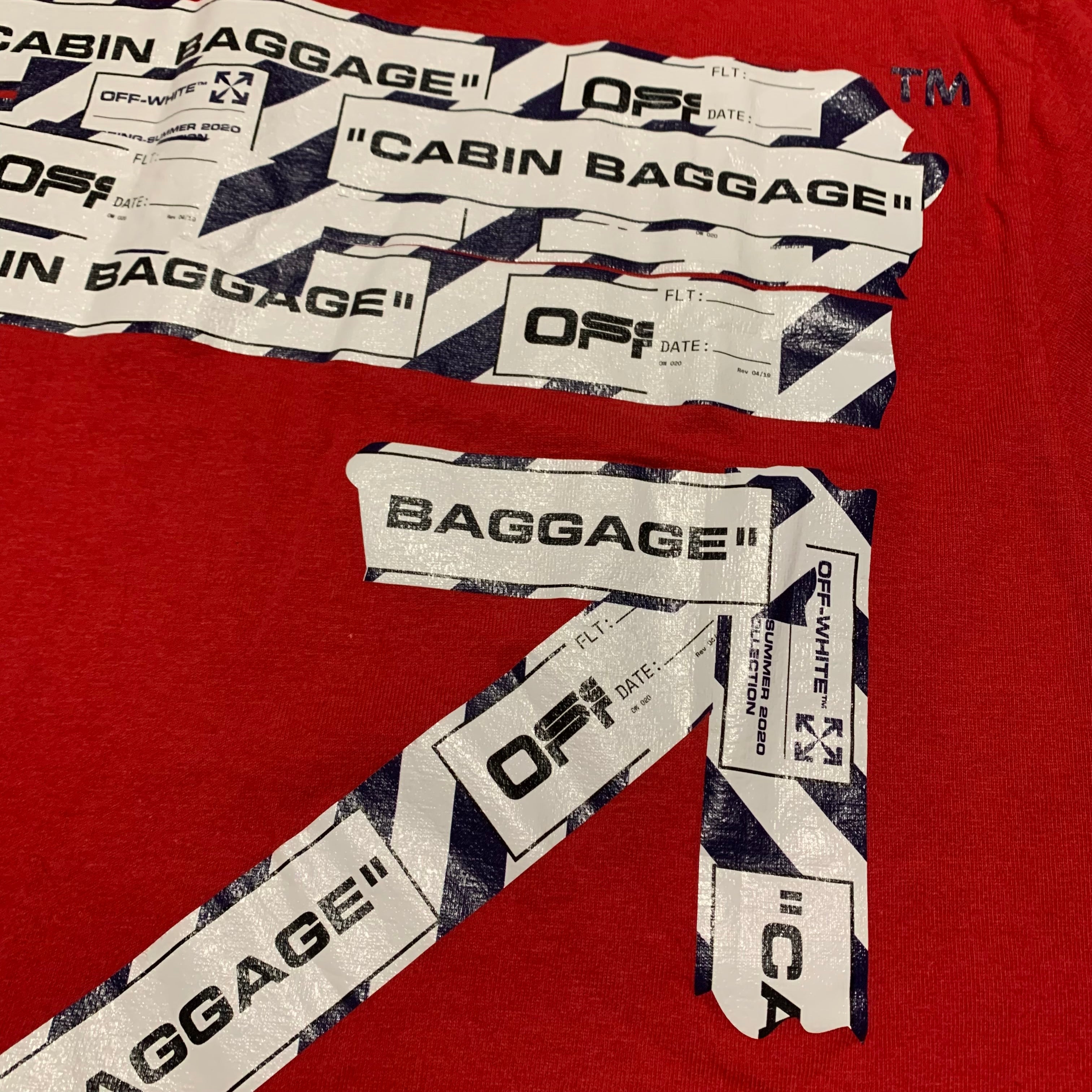 Off White Medium Airport Arrows Red Tee Virgil Abloh