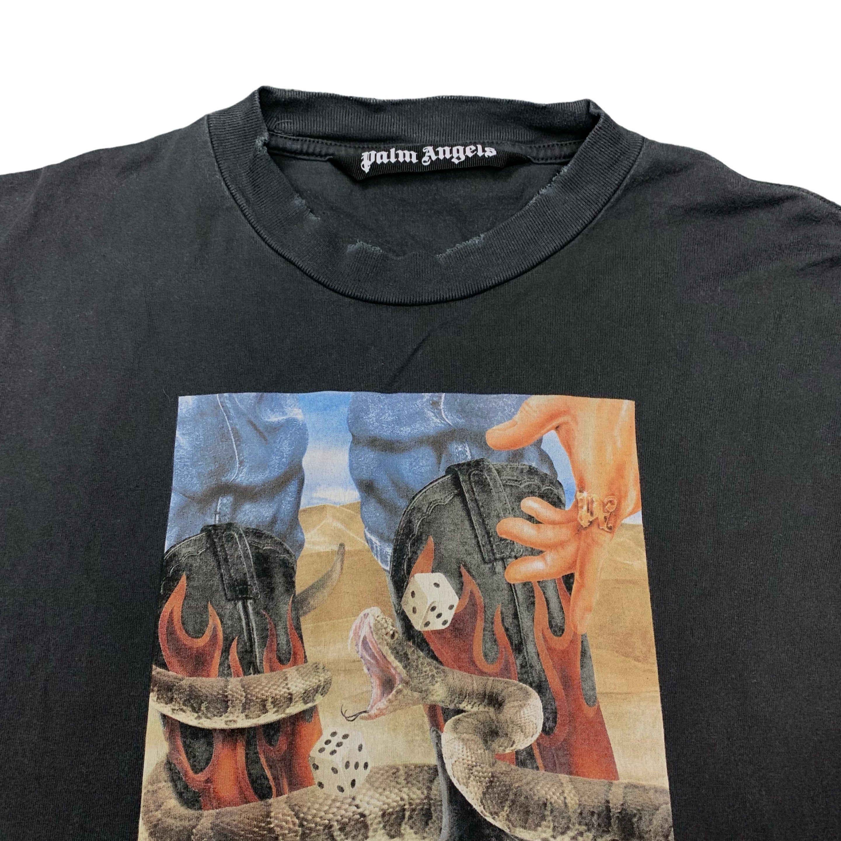 Palm Angels Small Tee Dice Game Classic Black T-Shirt Distressed