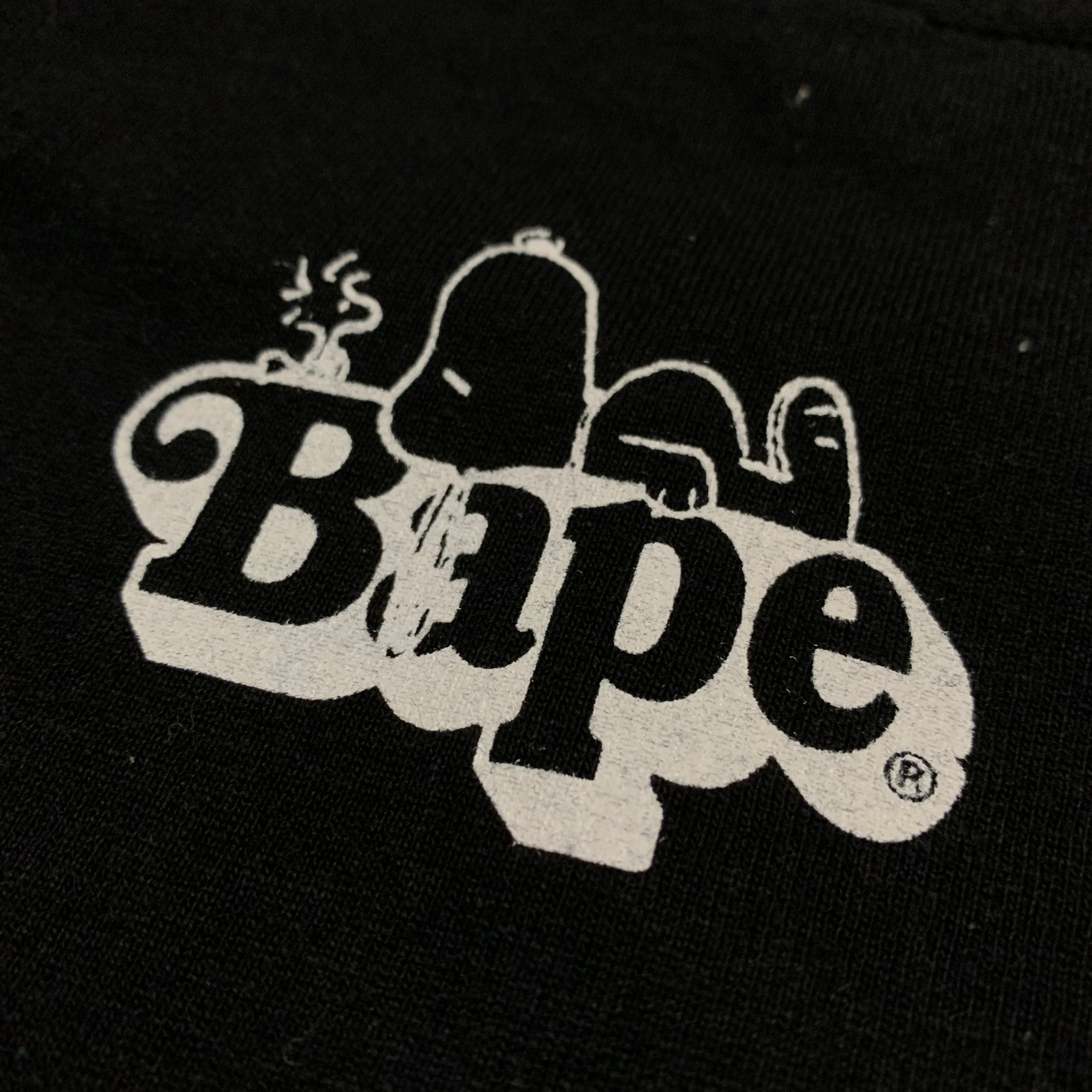 Bape Medium Snoopy Peanut College Black Tee A Bathing Ape