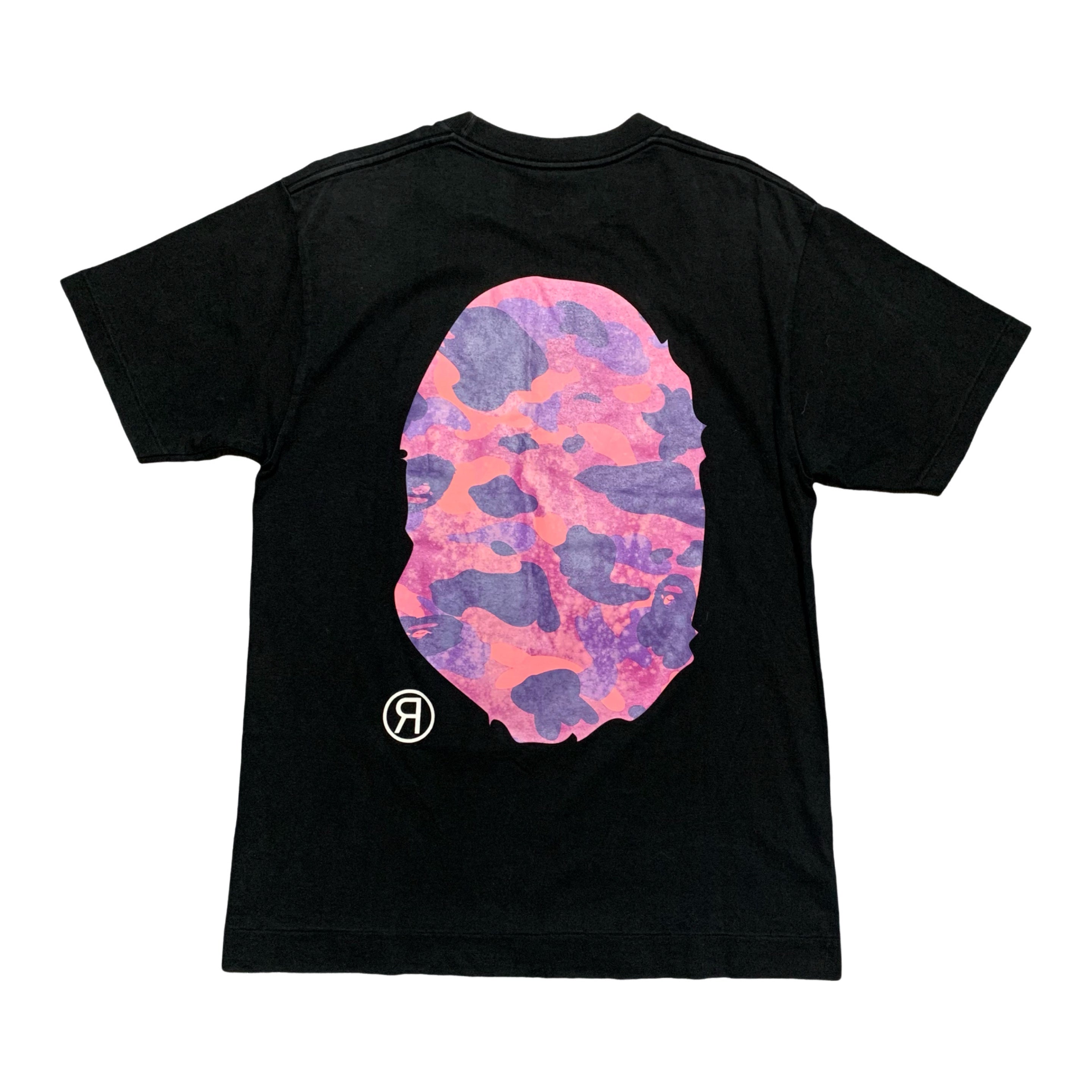 Bape Medium Big Ape Head Purple Camo Black Tee Vintage