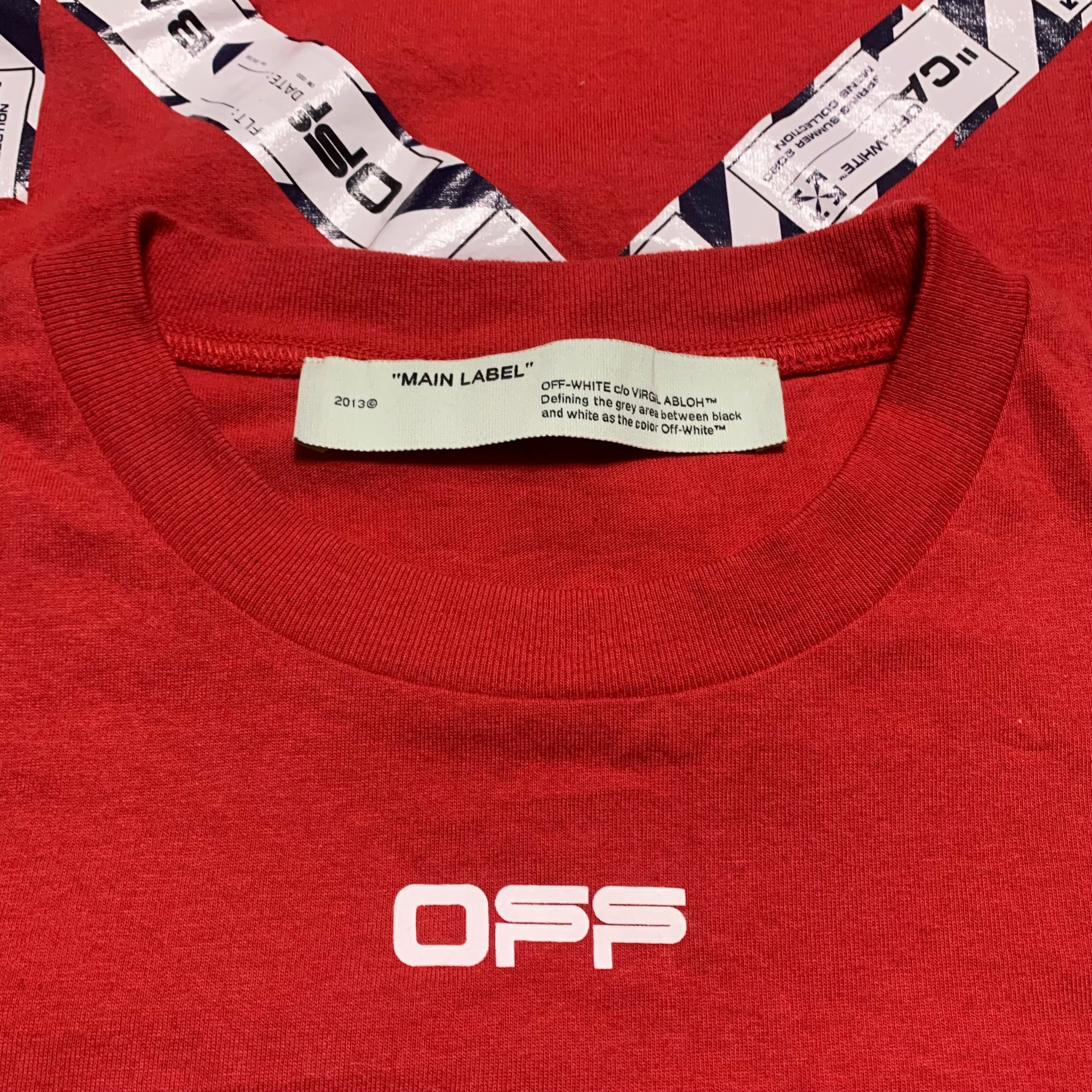 Off White Large Airport Arrows Red Tee Virgil Abloh