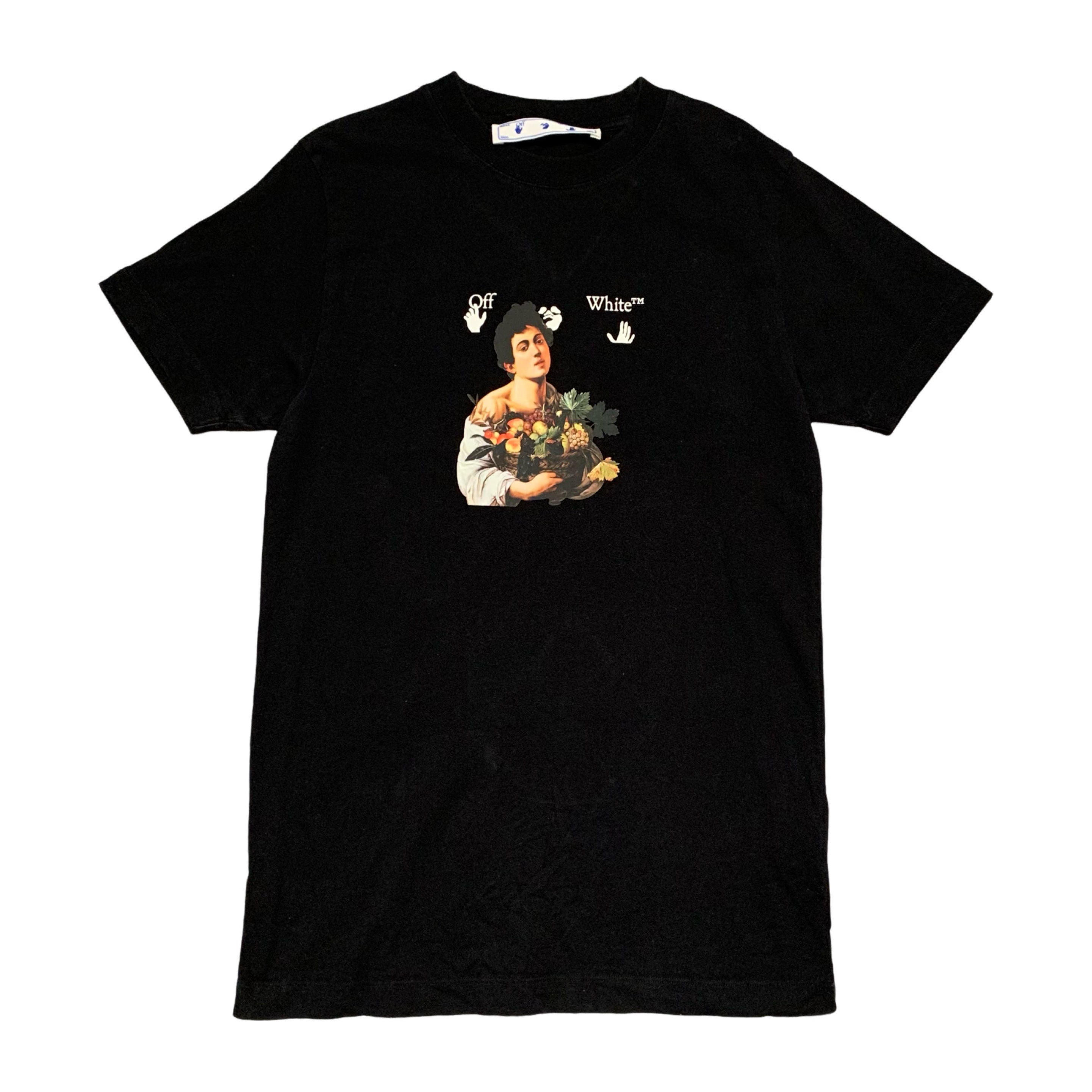 Off White XS Caravaggio Boy Arrows Black Tee Virgil Abloh
