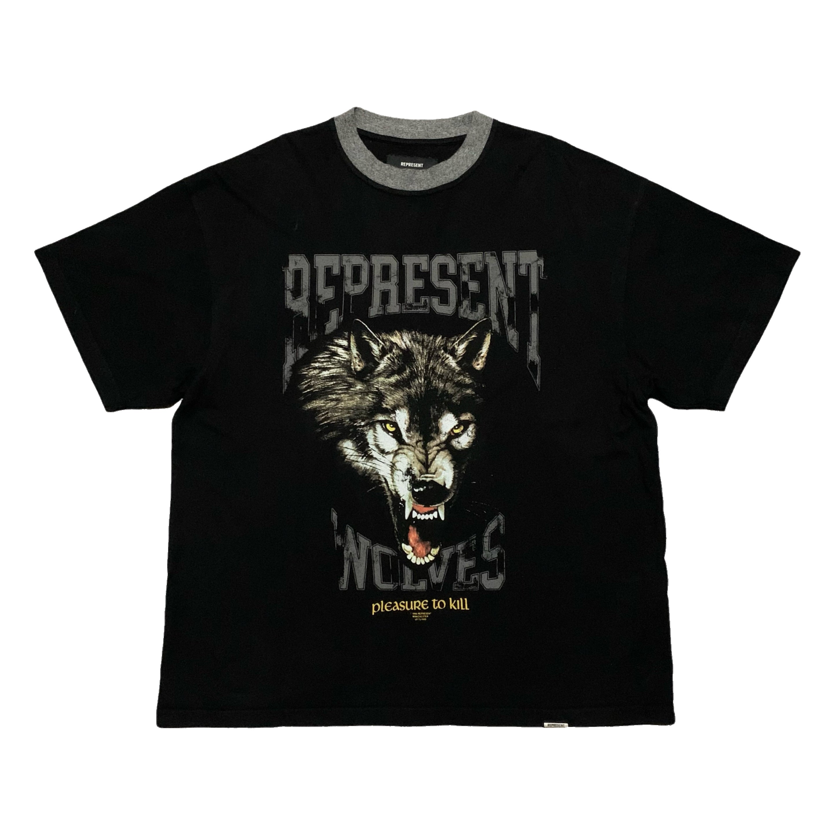 Represent Medium Pleasure To Kill Jet Black Tee Wolves