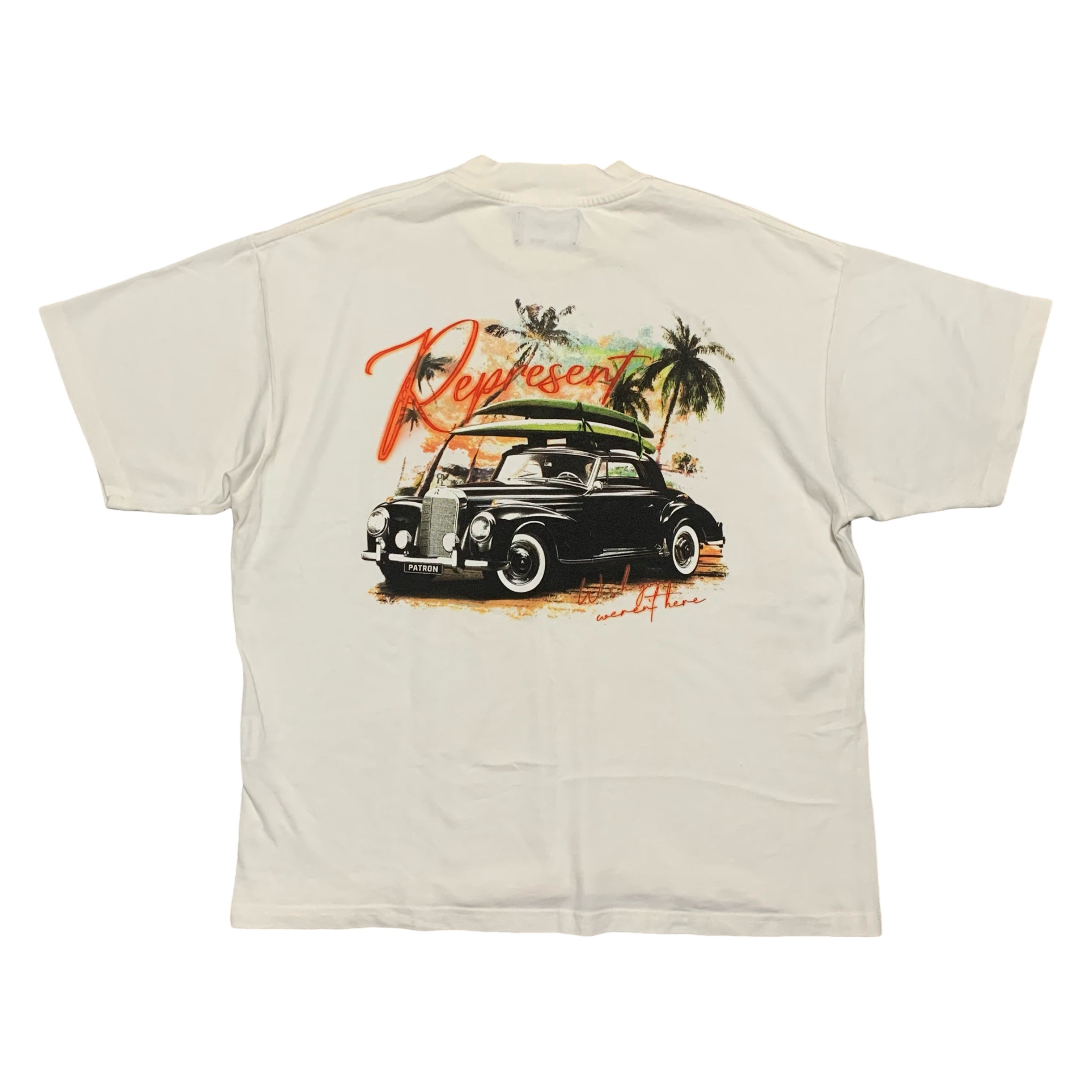 Represent Large Car Graphic Flat White Tee