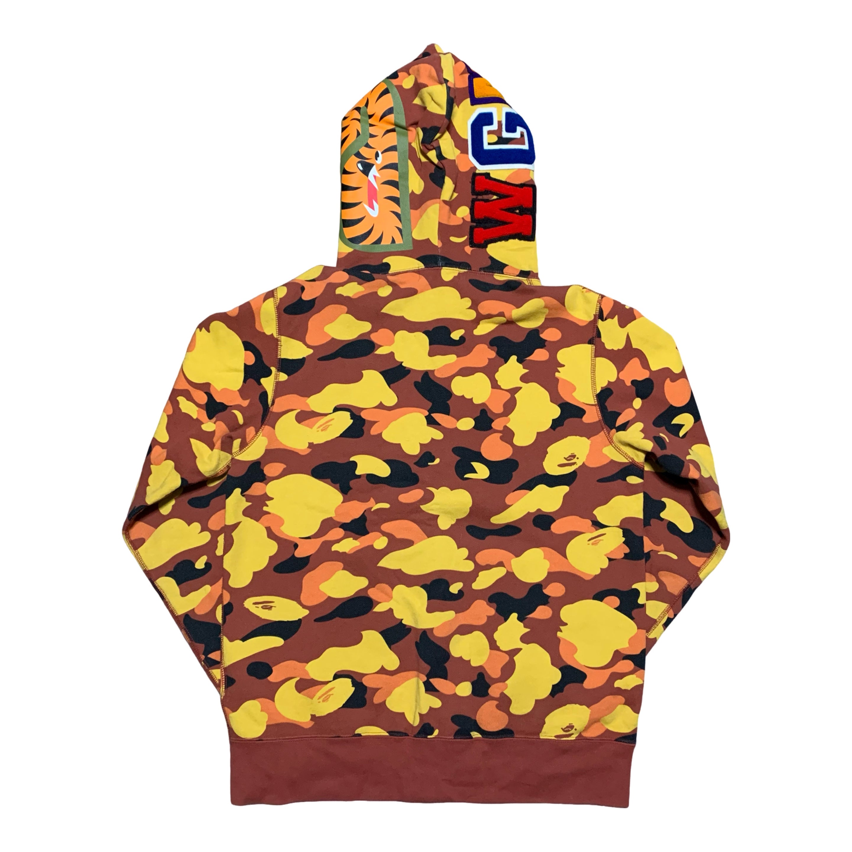 Bape Large Shark Orange Camo Full Zip Hoodie A Bathing Ape