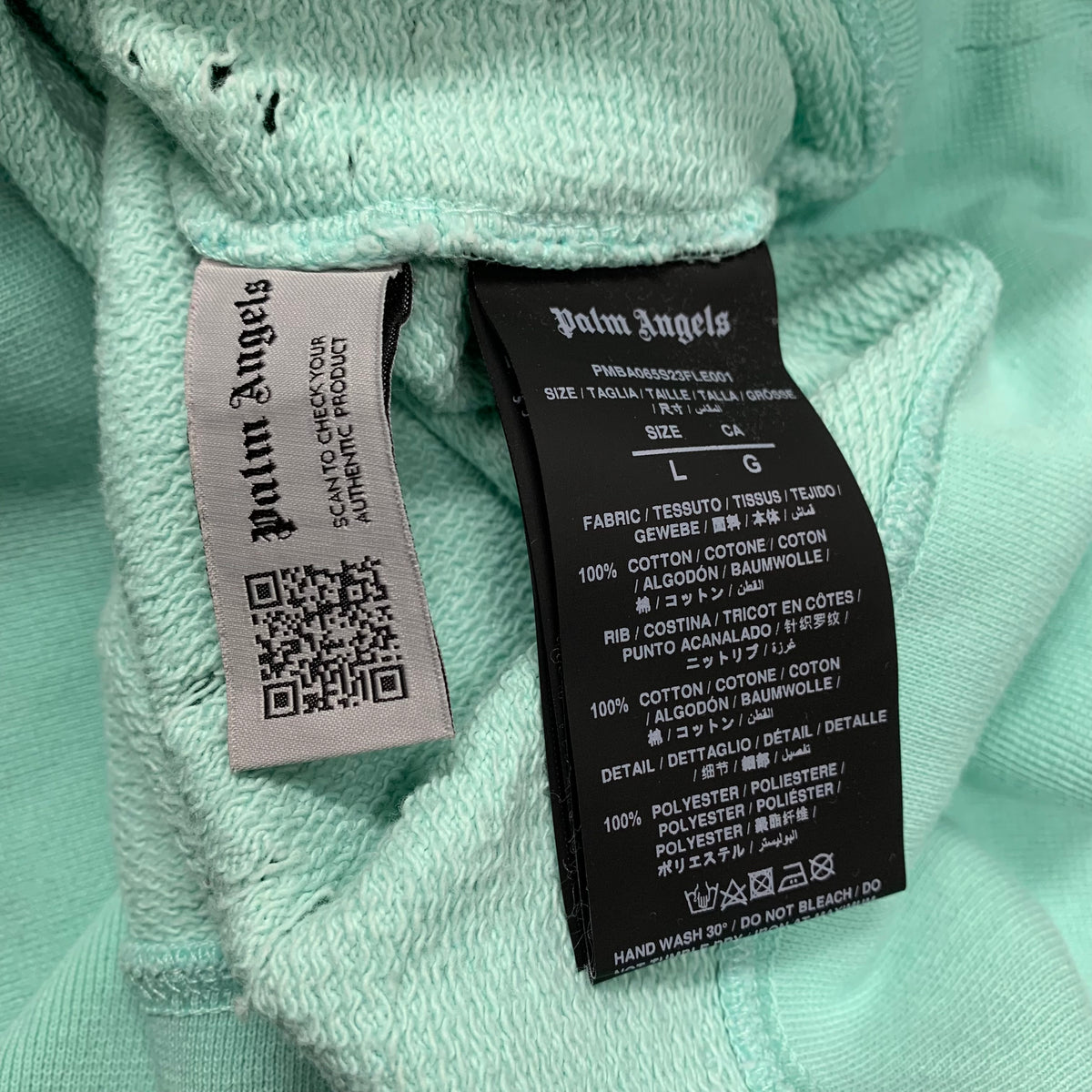 Palm Angels Large Sweatshirt Graphic Distressed Blue Crewneck