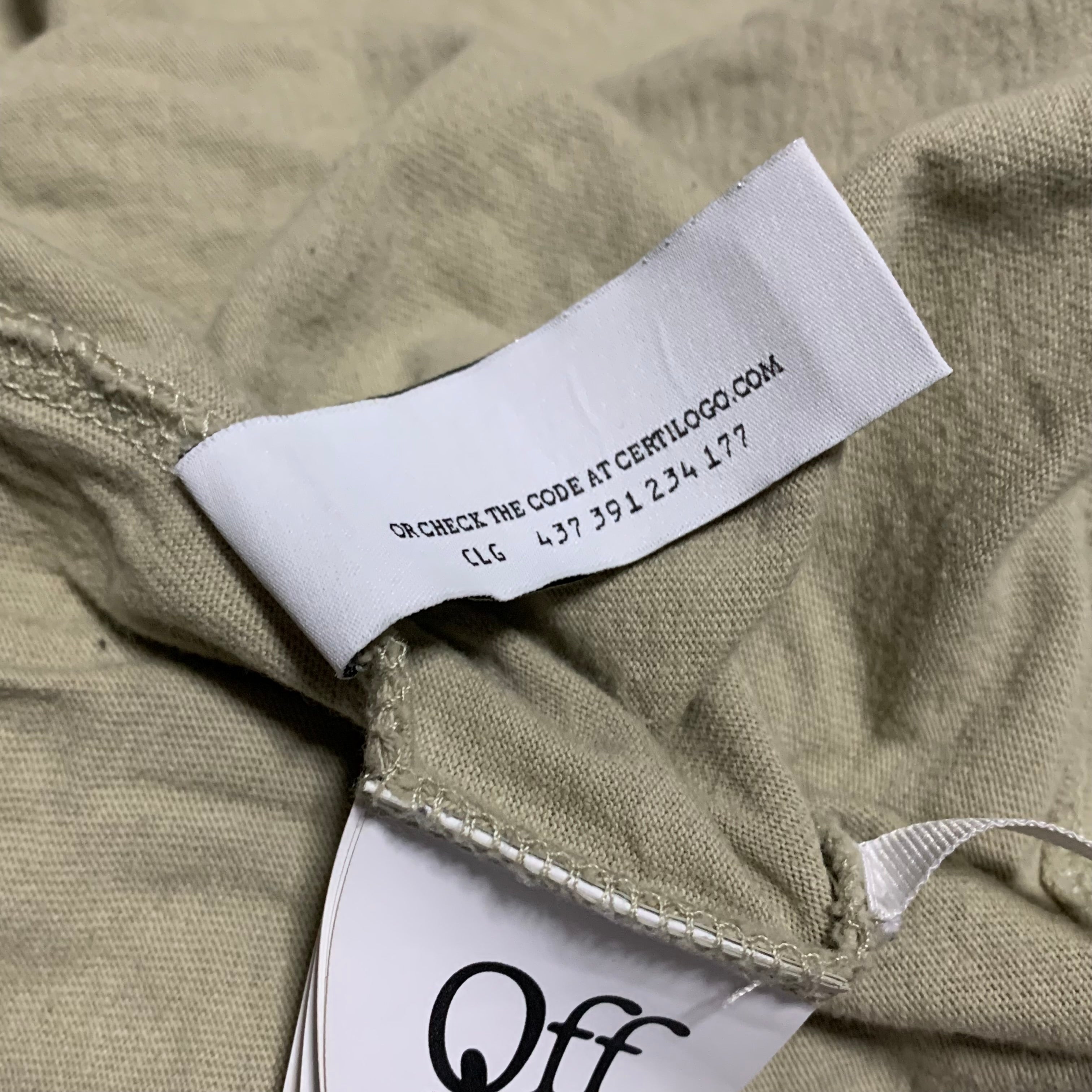 Off White Large Arrows Tab Beige Khaki Tee Virgil Abloh