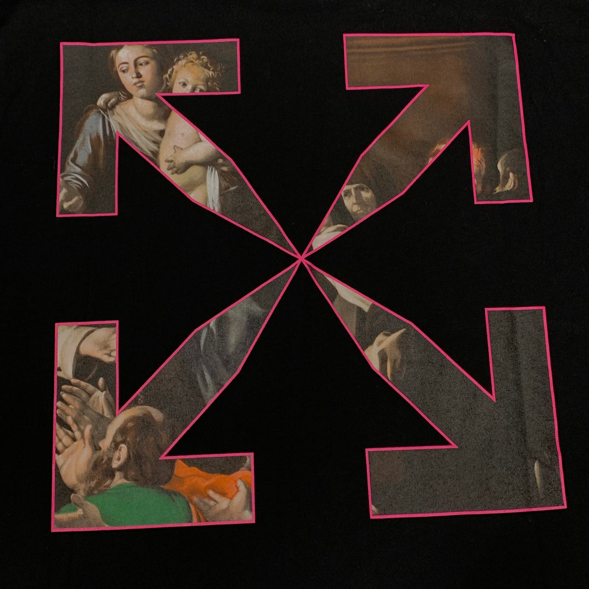 Off White Large Tee Caravaggio Painting Arrows White T-Shirt Virgil Abloh
