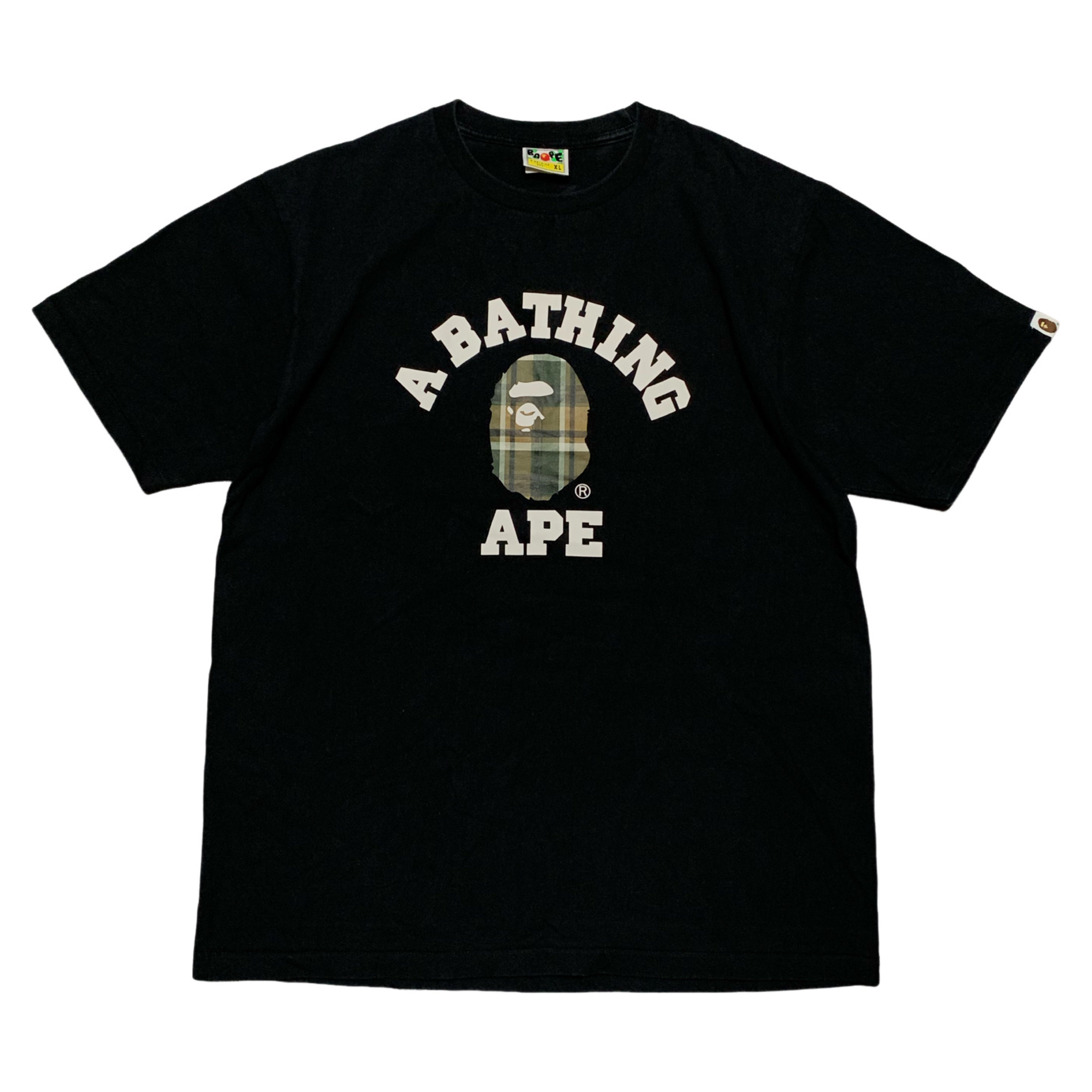 Bape XL College Check Black Tee A Bathing Ape