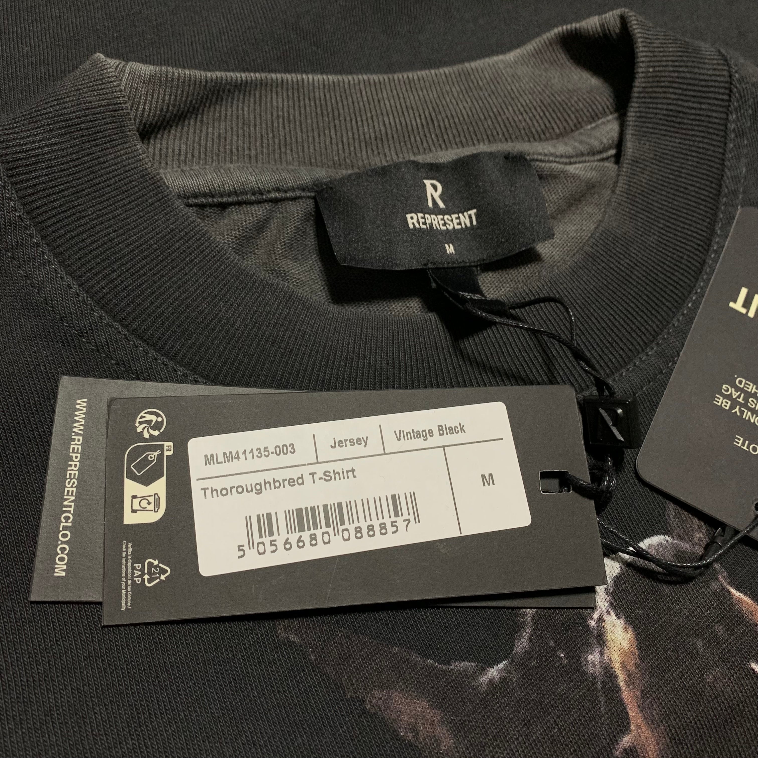 Represent Medium Thoroughbred Dog Vintage Black Tee