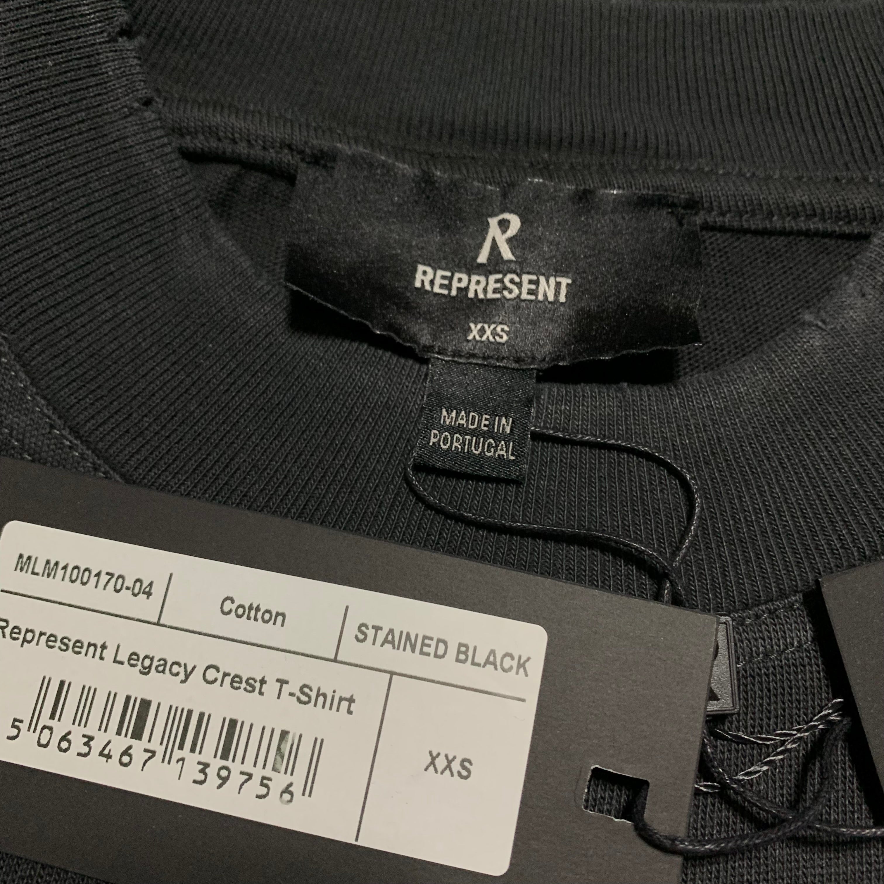 Represent XXS Legacy Crest Stained Black Tee