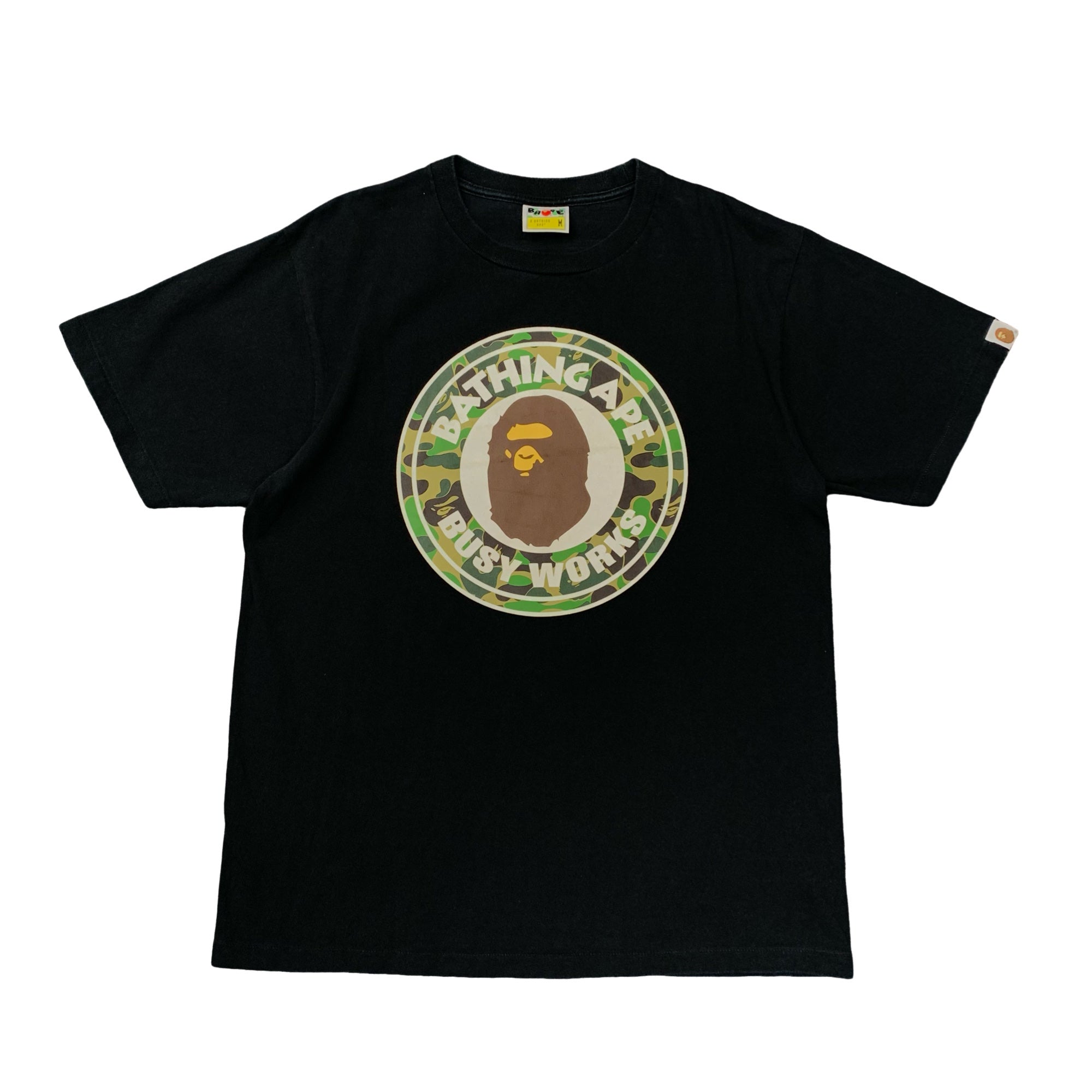 Bape Medium Tee Busy Works Green ABC Black T-Shirt A Bathing Ape